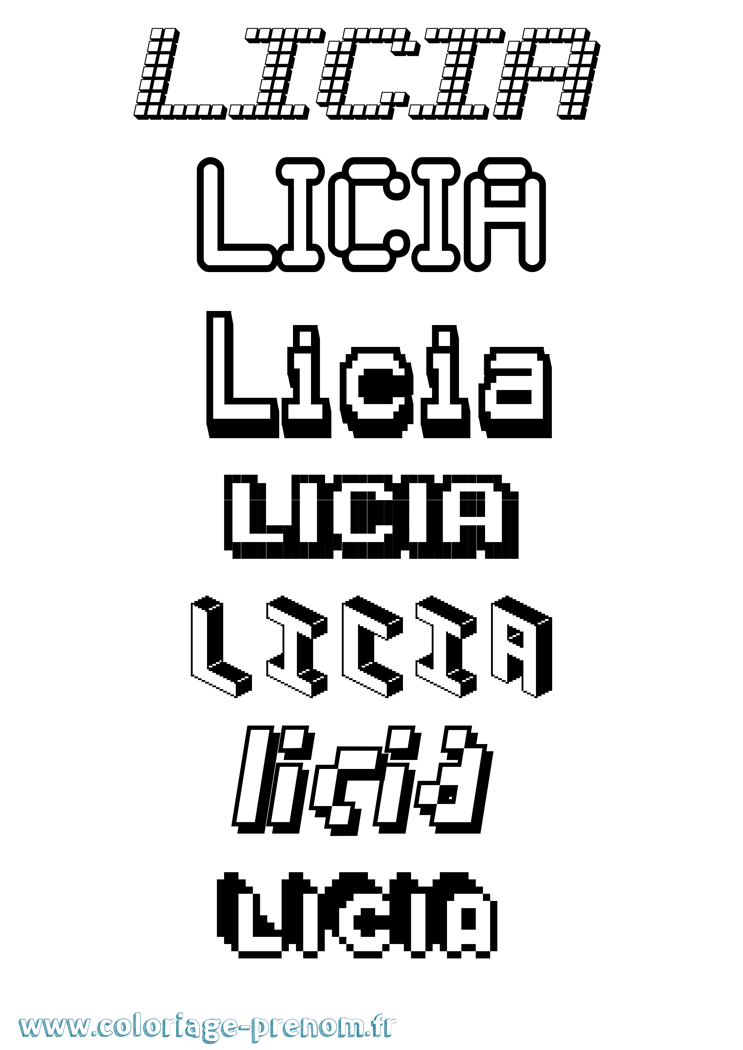 Coloriage Licia Pixel Coloriage prénom Licia Pixel