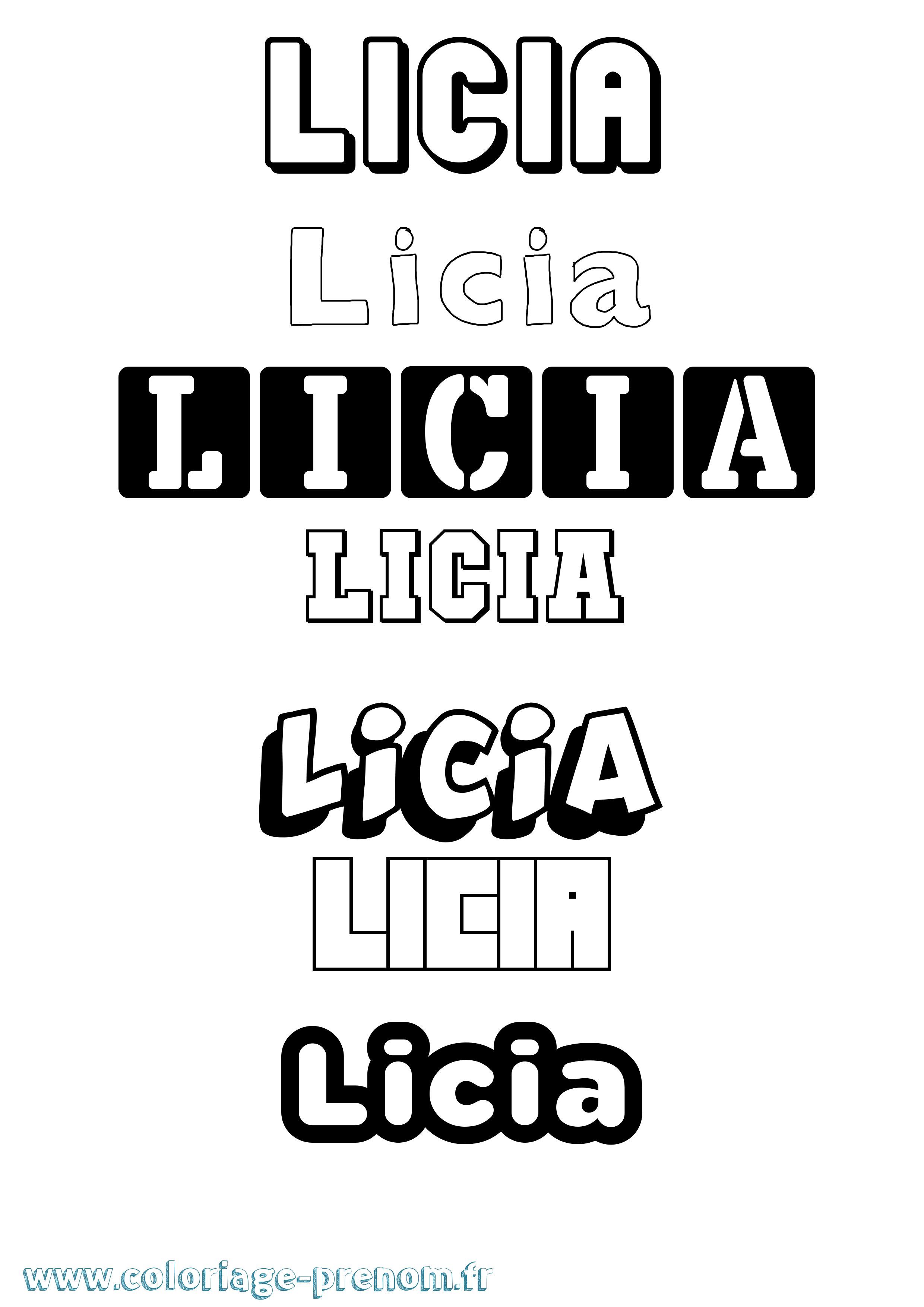 Coloriage Licia Simple Coloriage prénom Licia Simple