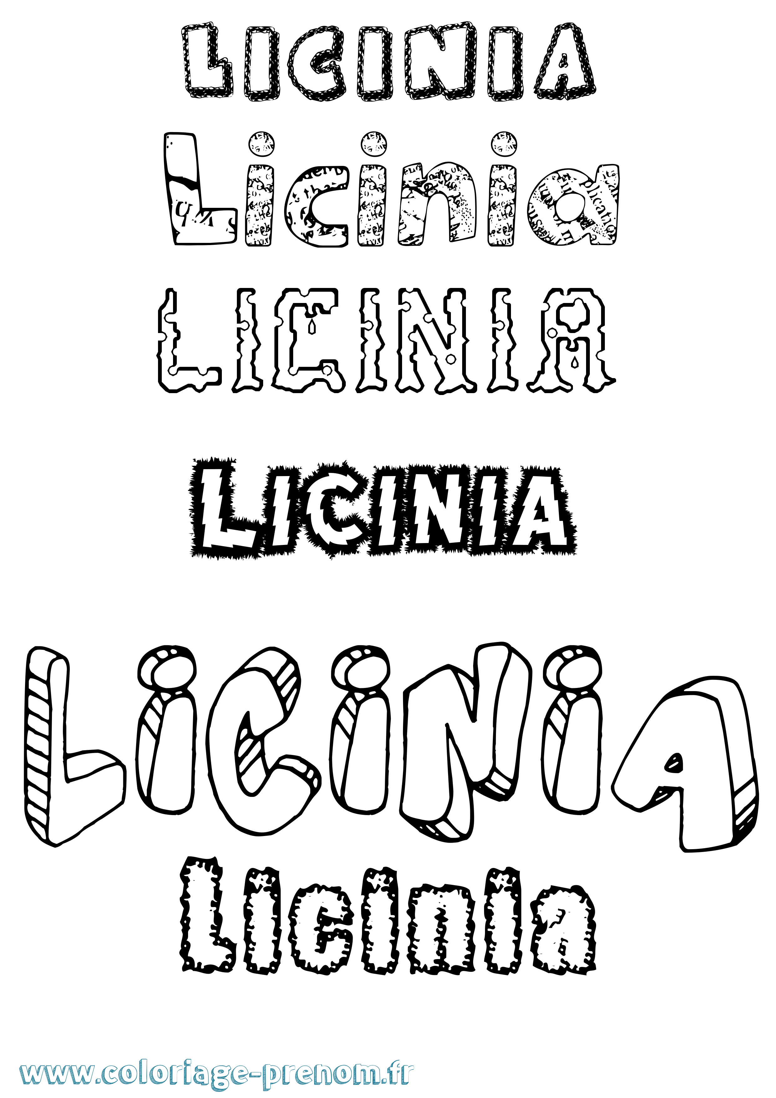 Coloriage Licinia Destructuré Coloriage prénom Licinia Destructuré