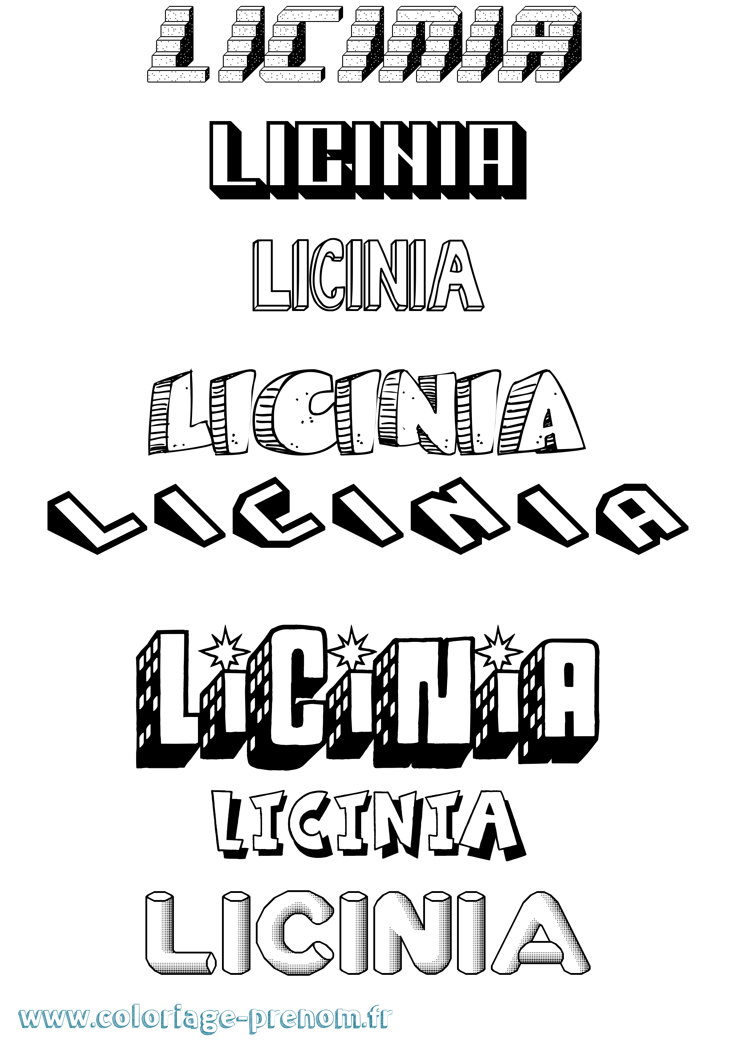 Coloriage Licinia Effet 3D Coloriage prénom Licinia Effet 3D