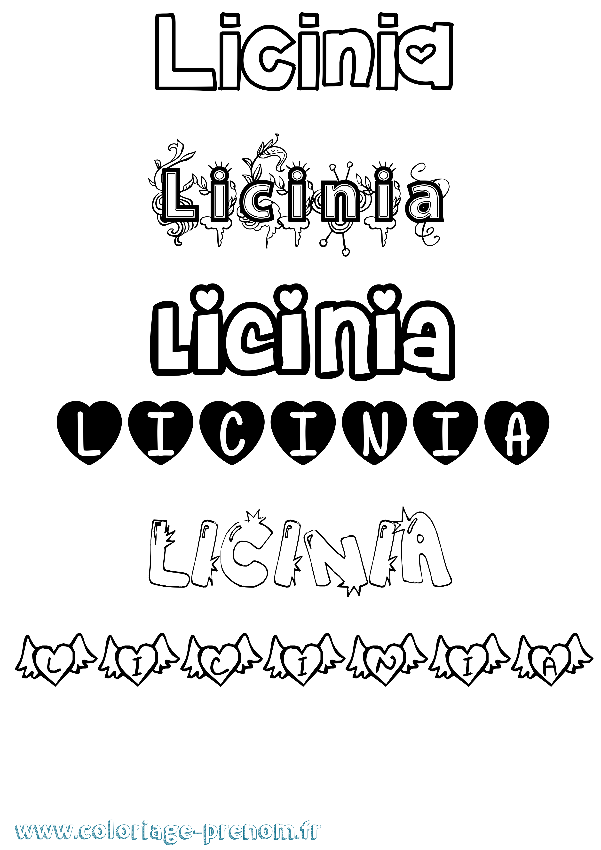Coloriage Licinia Girly Coloriage prénom Licinia Girly