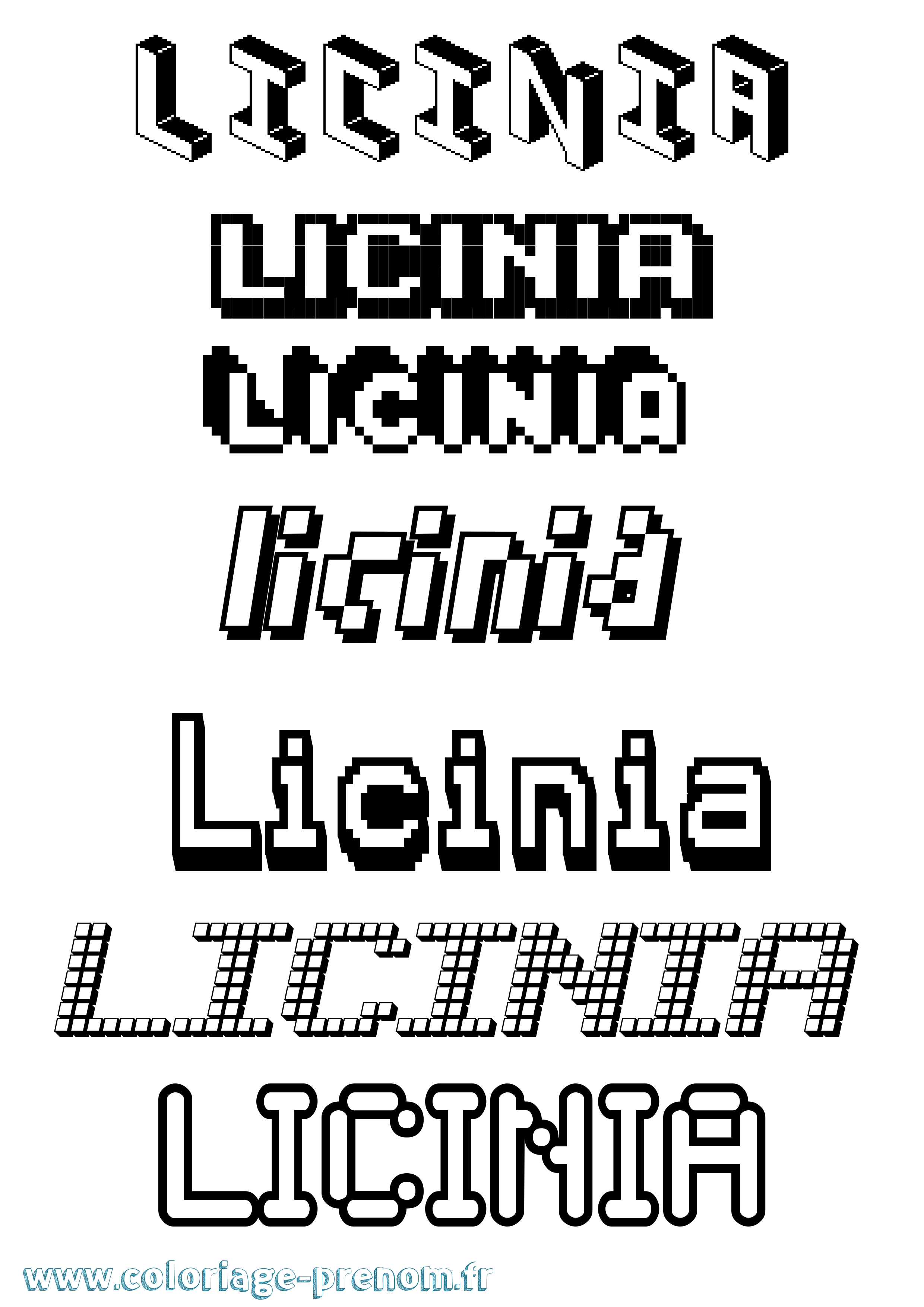 Coloriage Licinia Pixel Coloriage prénom Licinia Pixel