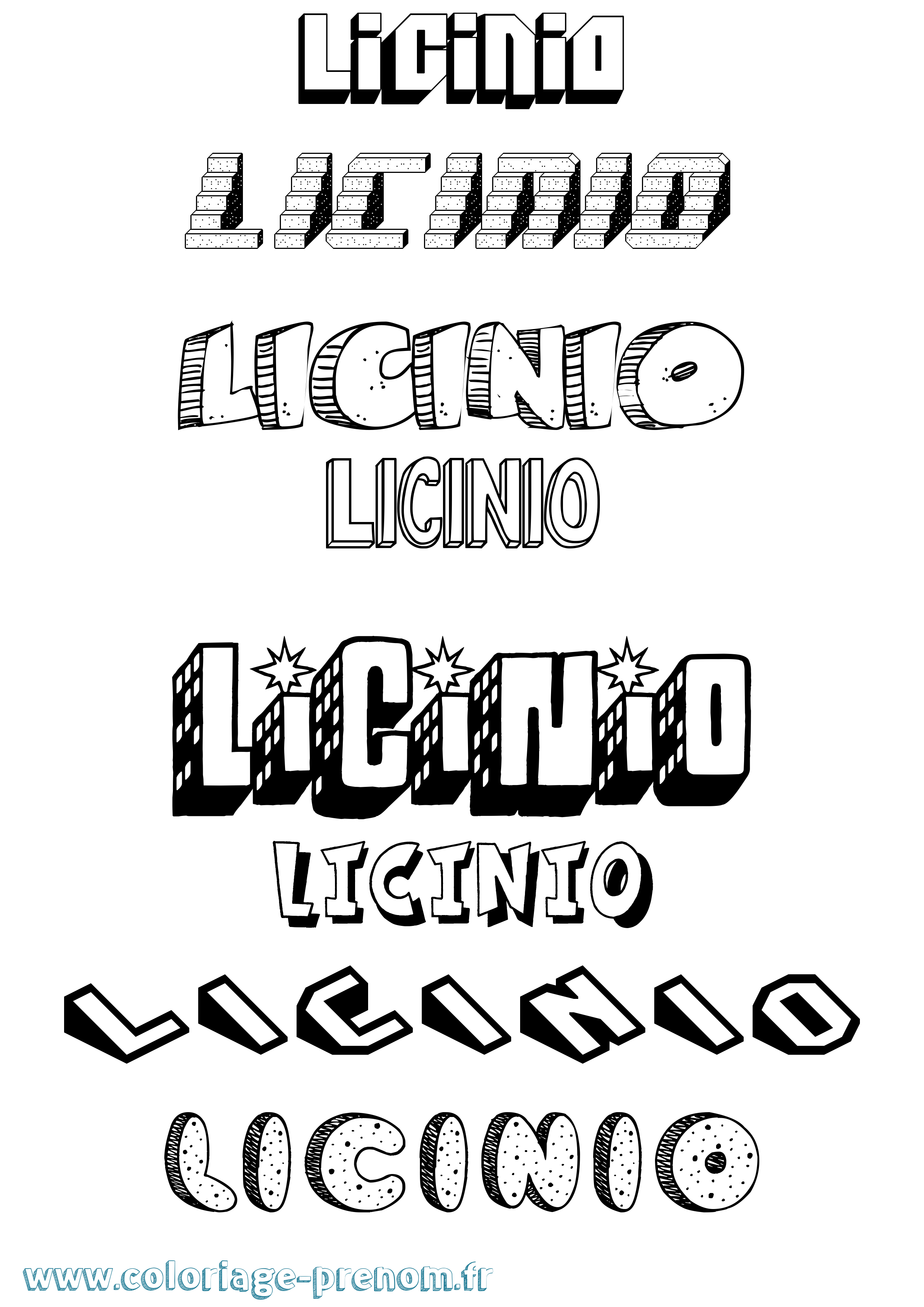 Coloriage Licinio Effet 3D Coloriage prénom Licinio Effet 3D