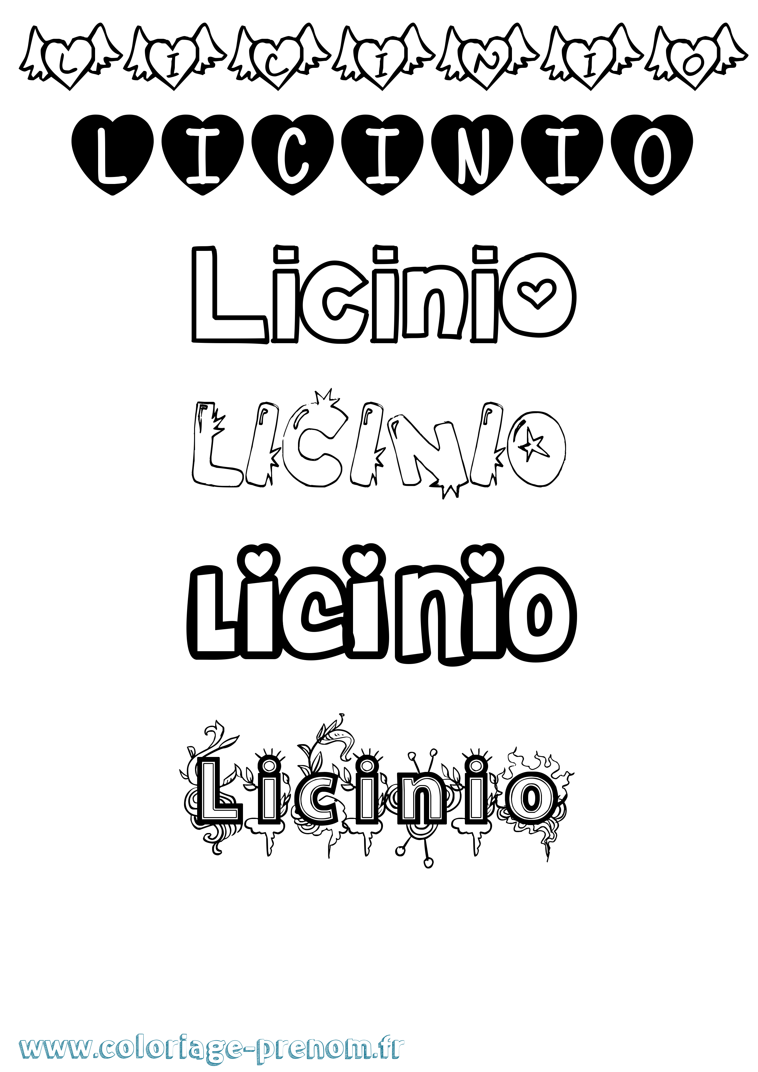 Coloriage Licinio Girly Coloriage prénom Licinio Girly