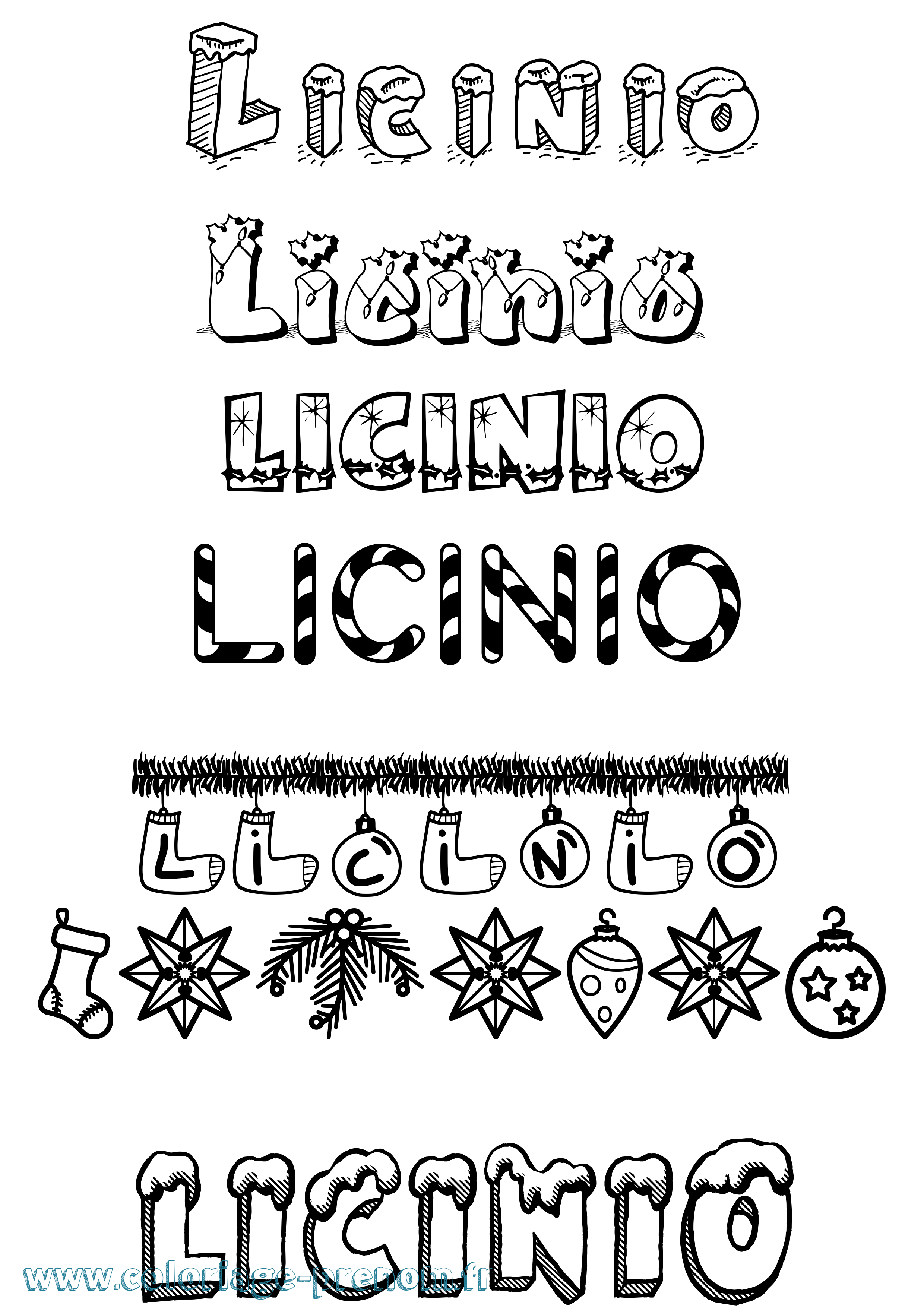 Coloriage Licinio Noël Coloriage prénom Licinio Noël