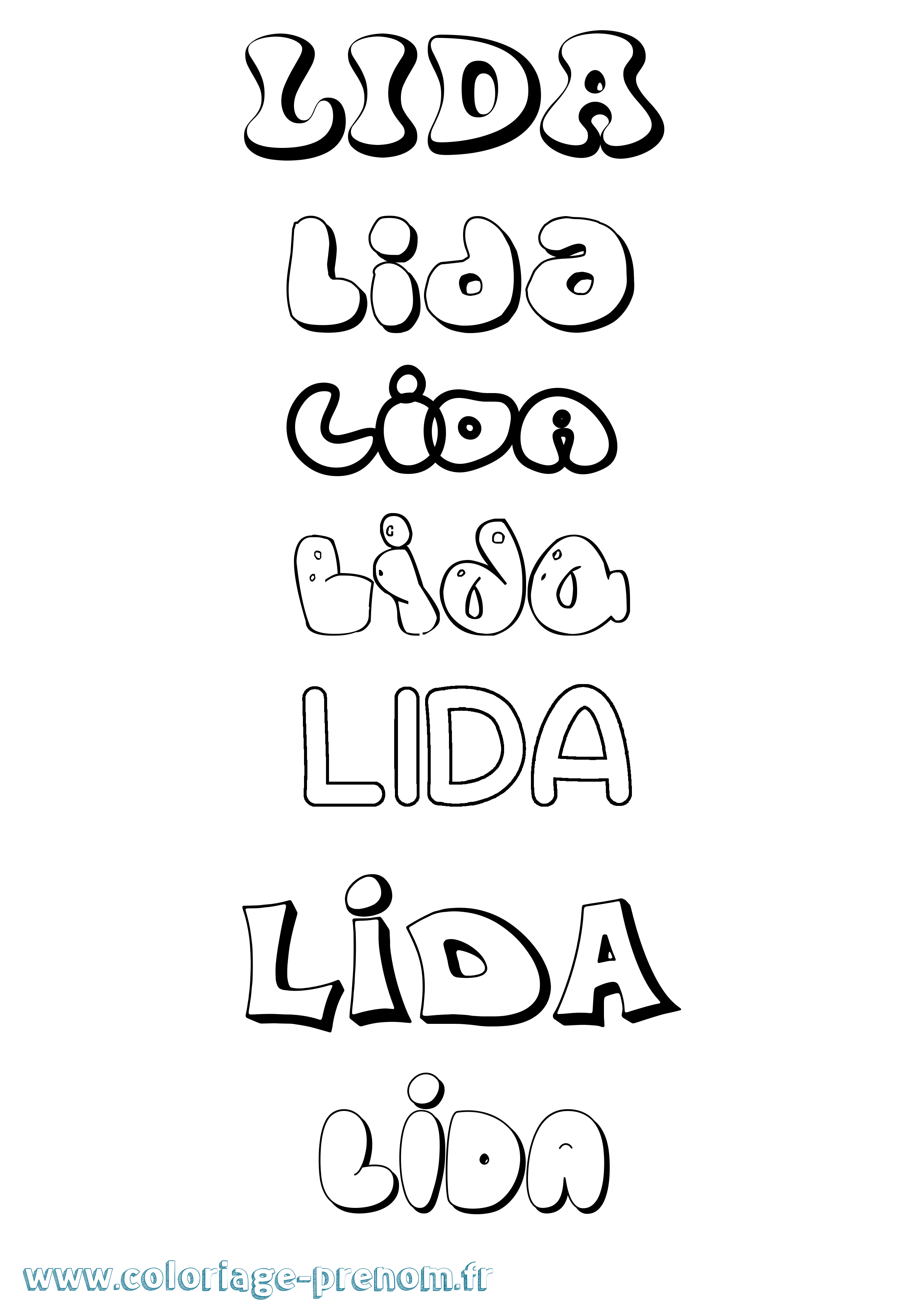 Coloriage Lida Bubble Coloriage prénom Lida Bubble