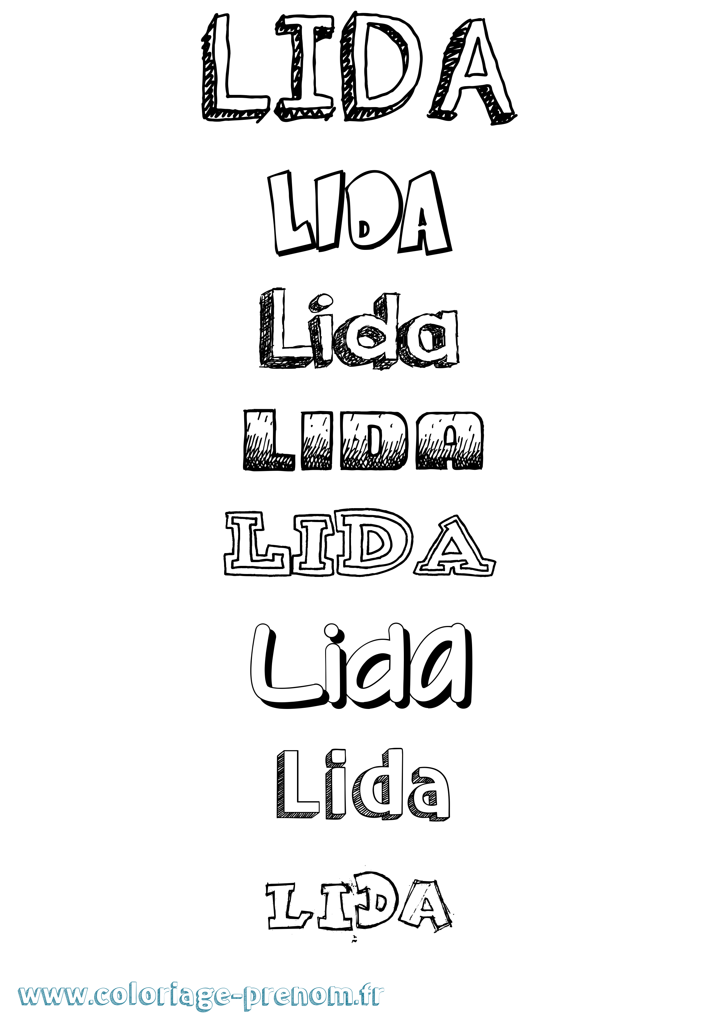 Coloriage Lida Dessiné Coloriage prénom Lida Dessiné
