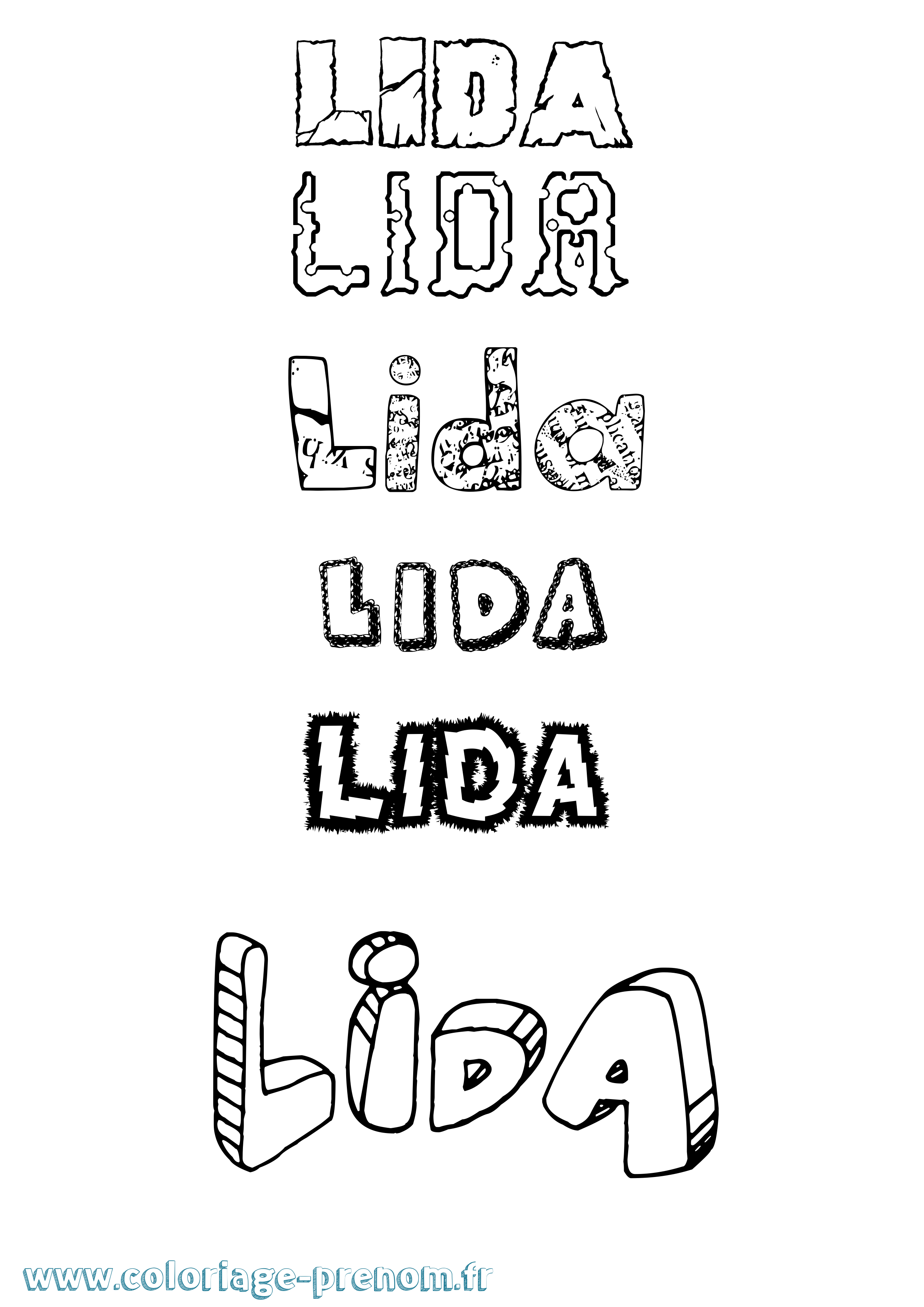 Coloriage Lida Destructuré Coloriage prénom Lida Destructuré