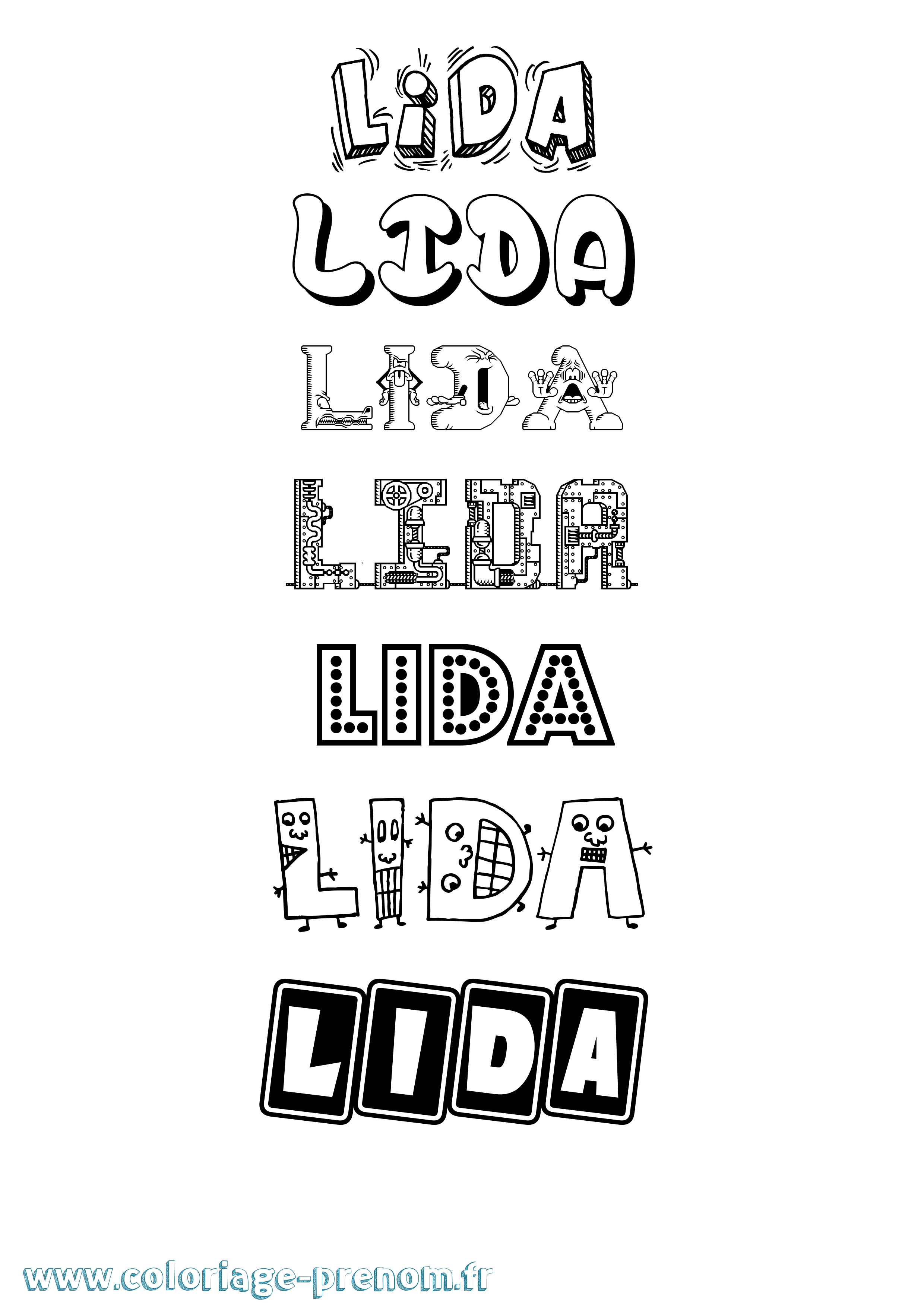 Coloriage Lida Fun Coloriage prénom Lida Fun