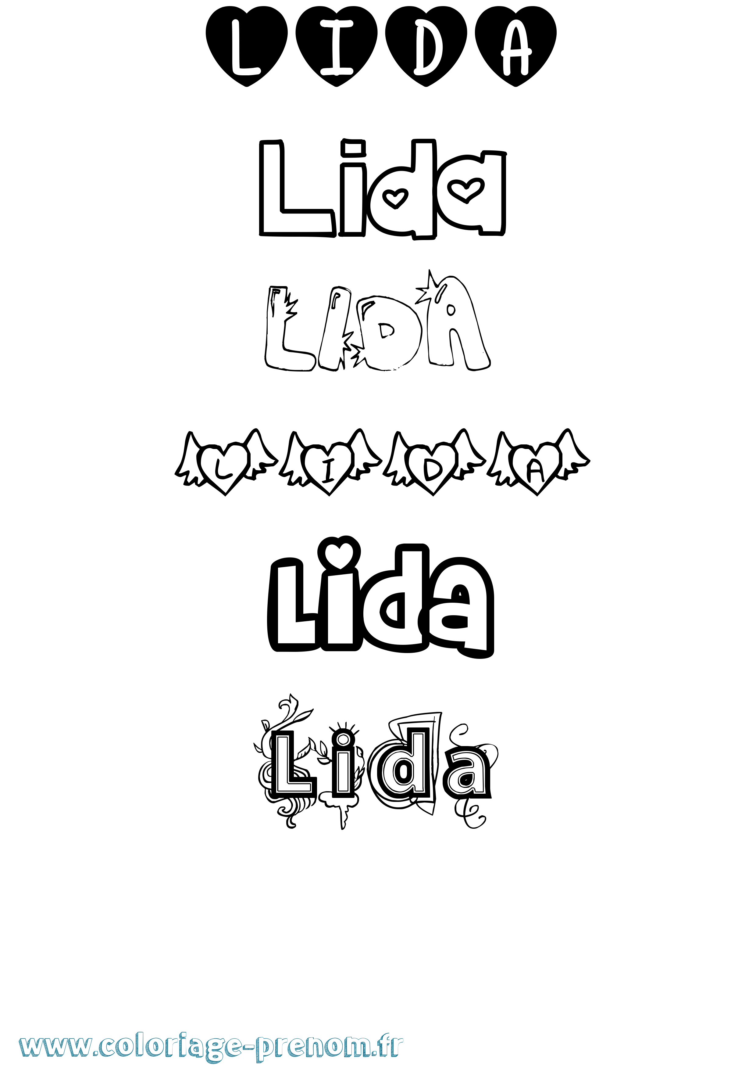Coloriage Lida Girly Coloriage prénom Lida Girly