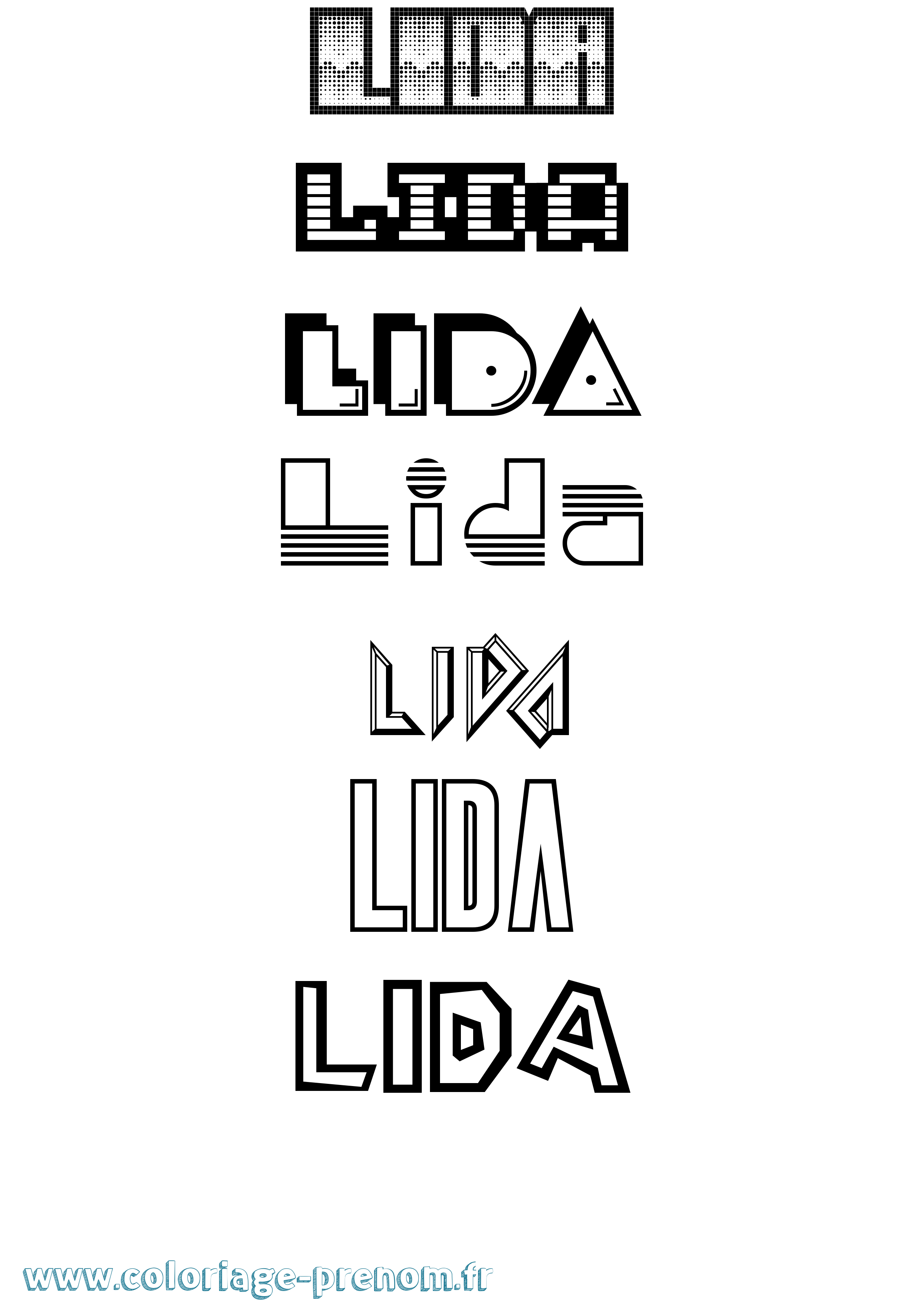 Coloriage Lida Jeux Vidéos Coloriage prénom Lida Jeux Vidéos