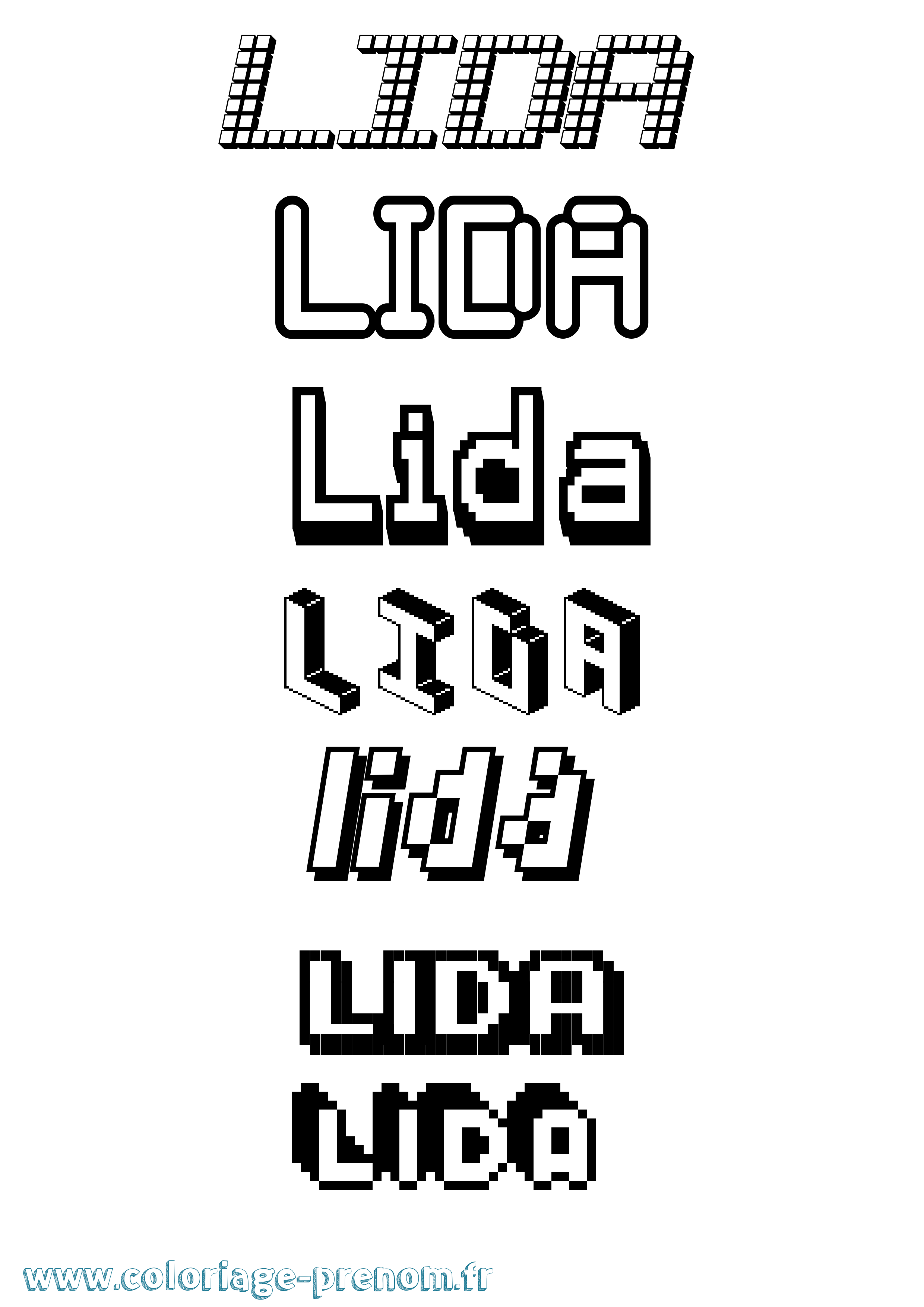 Coloriage Lida Pixel Coloriage prénom Lida Pixel