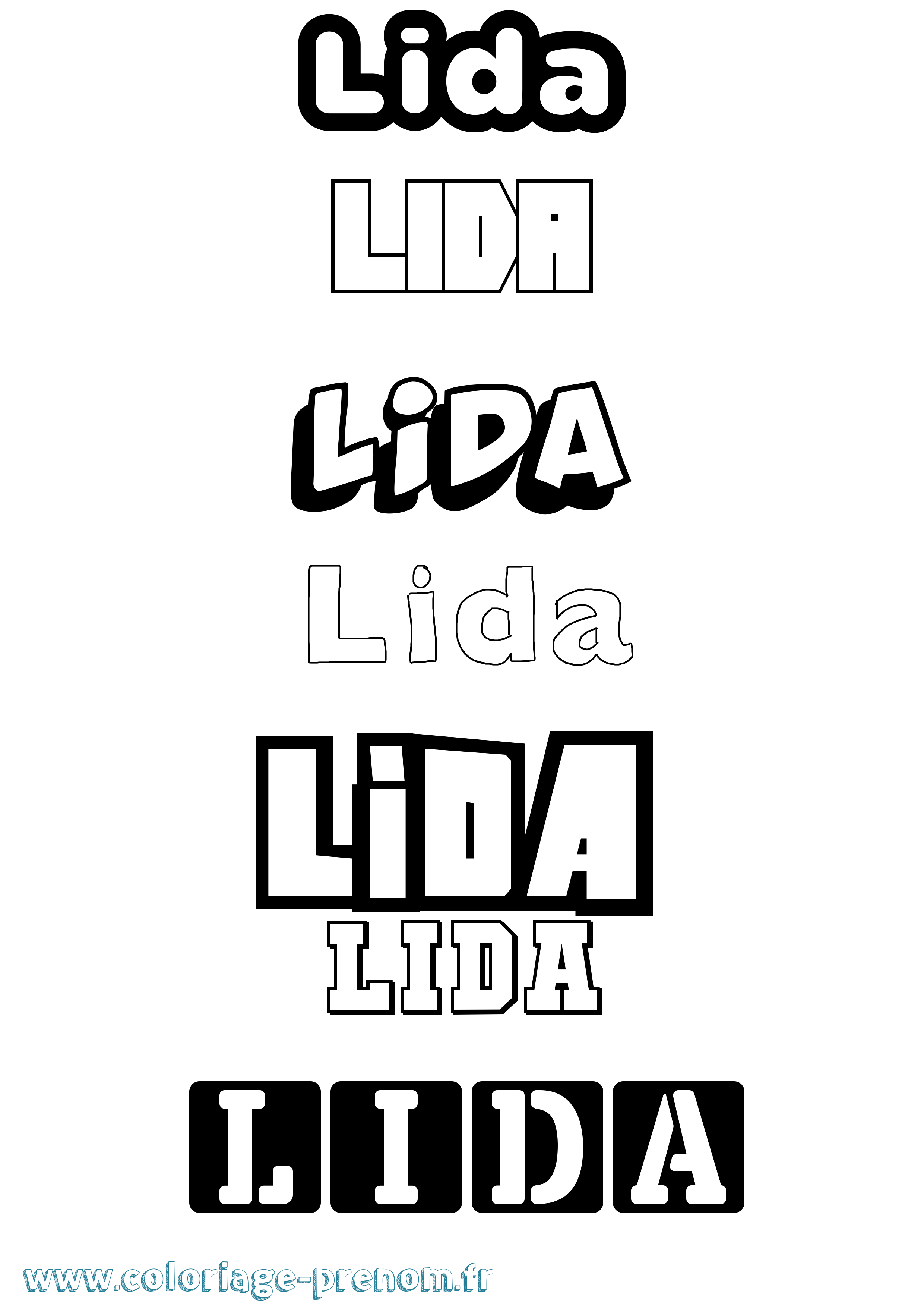 Coloriage Lida Simple Coloriage prénom Lida Simple