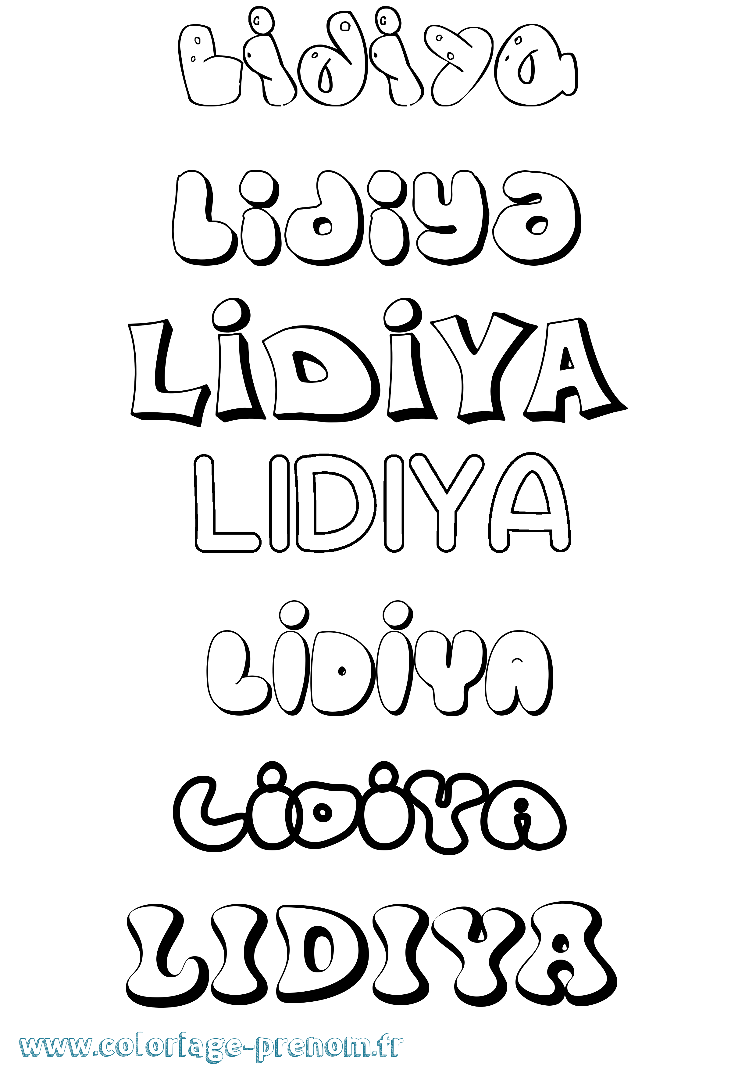 Coloriage Lidiya Bubble Coloriage prénom Lidiya Bubble