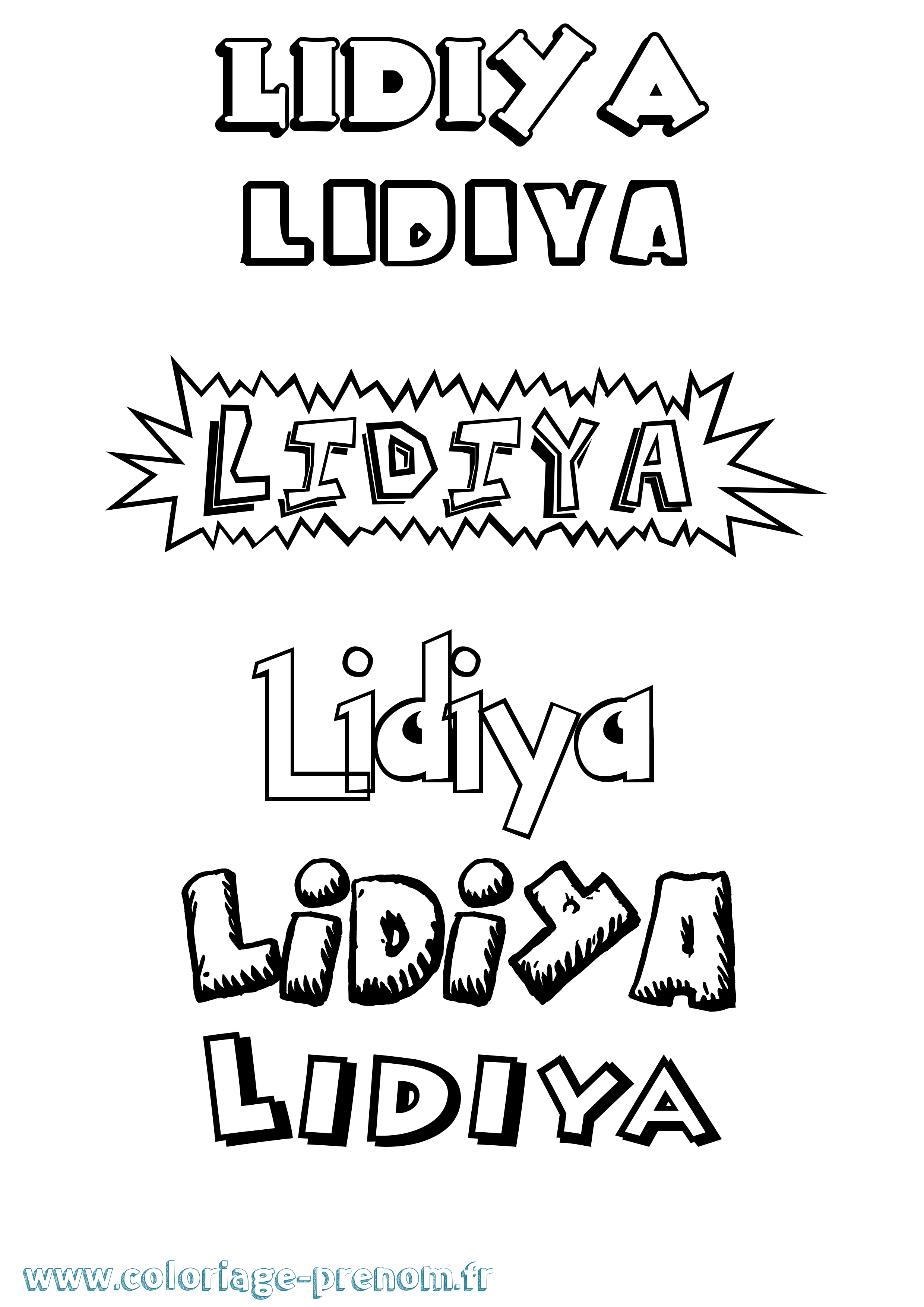 Coloriage Lidiya Dessin Animé Coloriage prénom Lidiya Dessin Animé