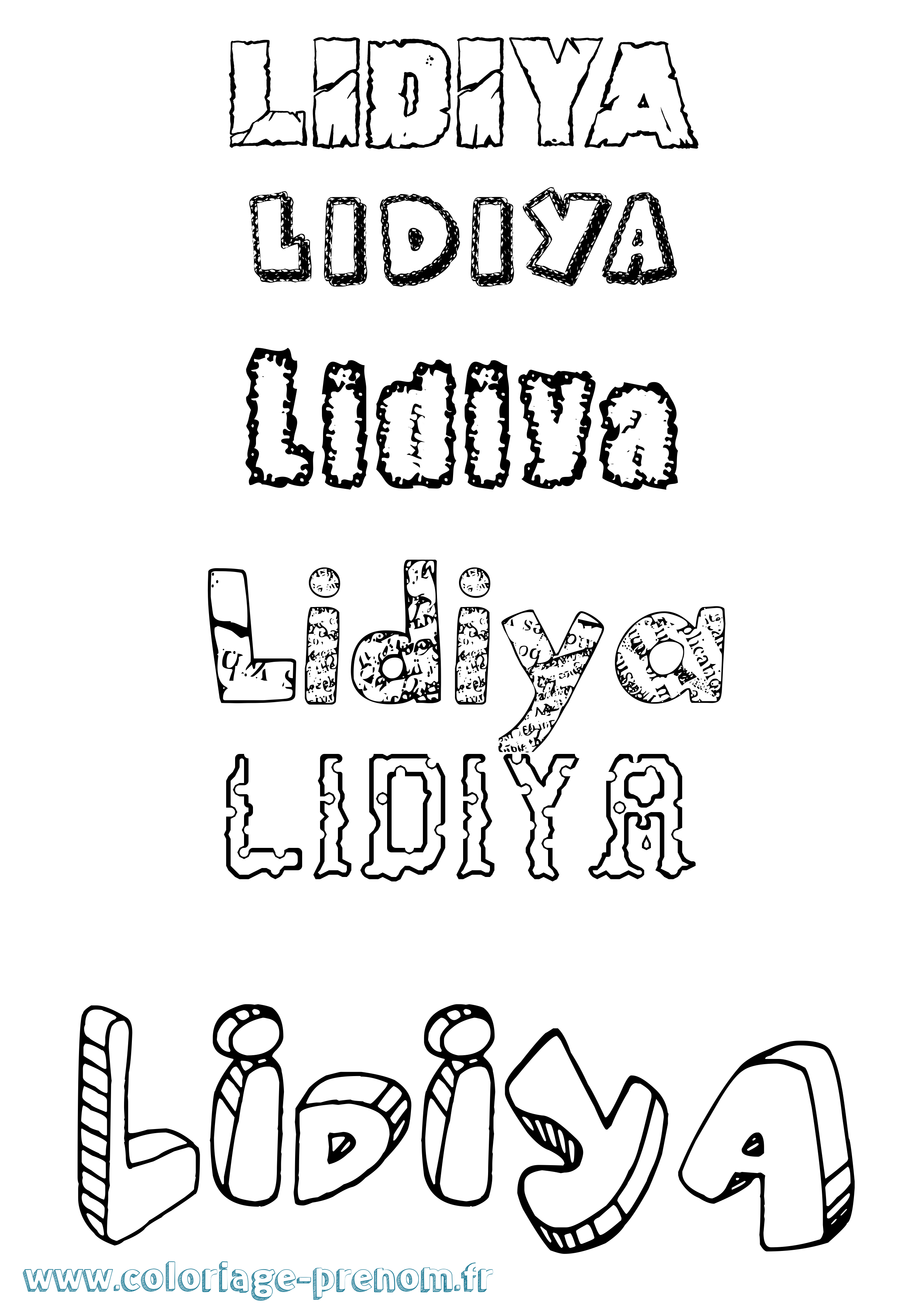 Coloriage Lidiya Destructuré Coloriage prénom Lidiya Destructuré