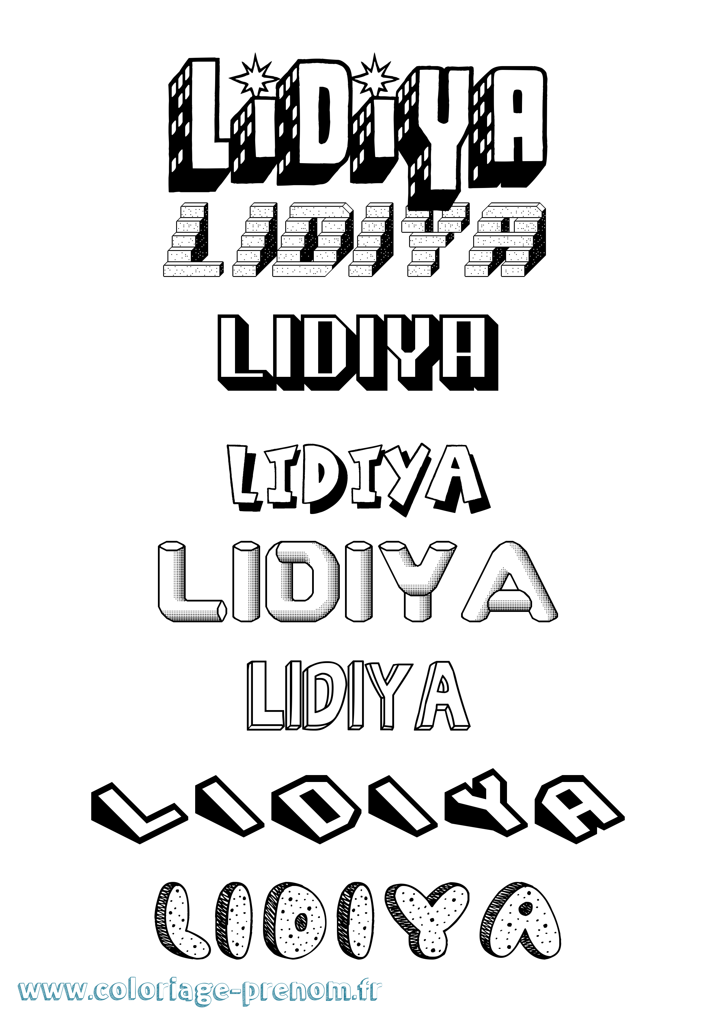 Coloriage Lidiya Effet 3D Coloriage prénom Lidiya Effet 3D