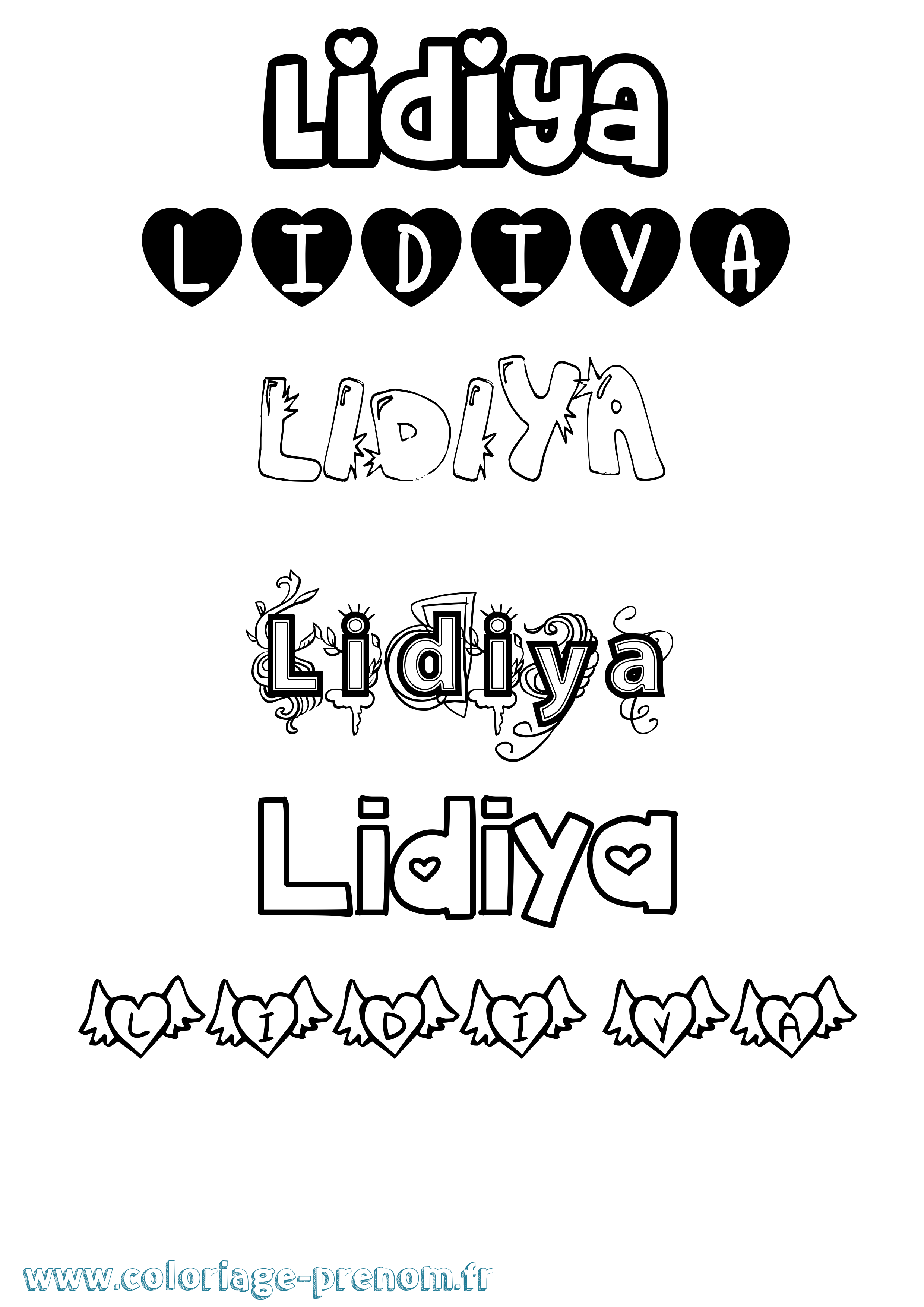 Coloriage Lidiya Girly Coloriage prénom Lidiya Girly