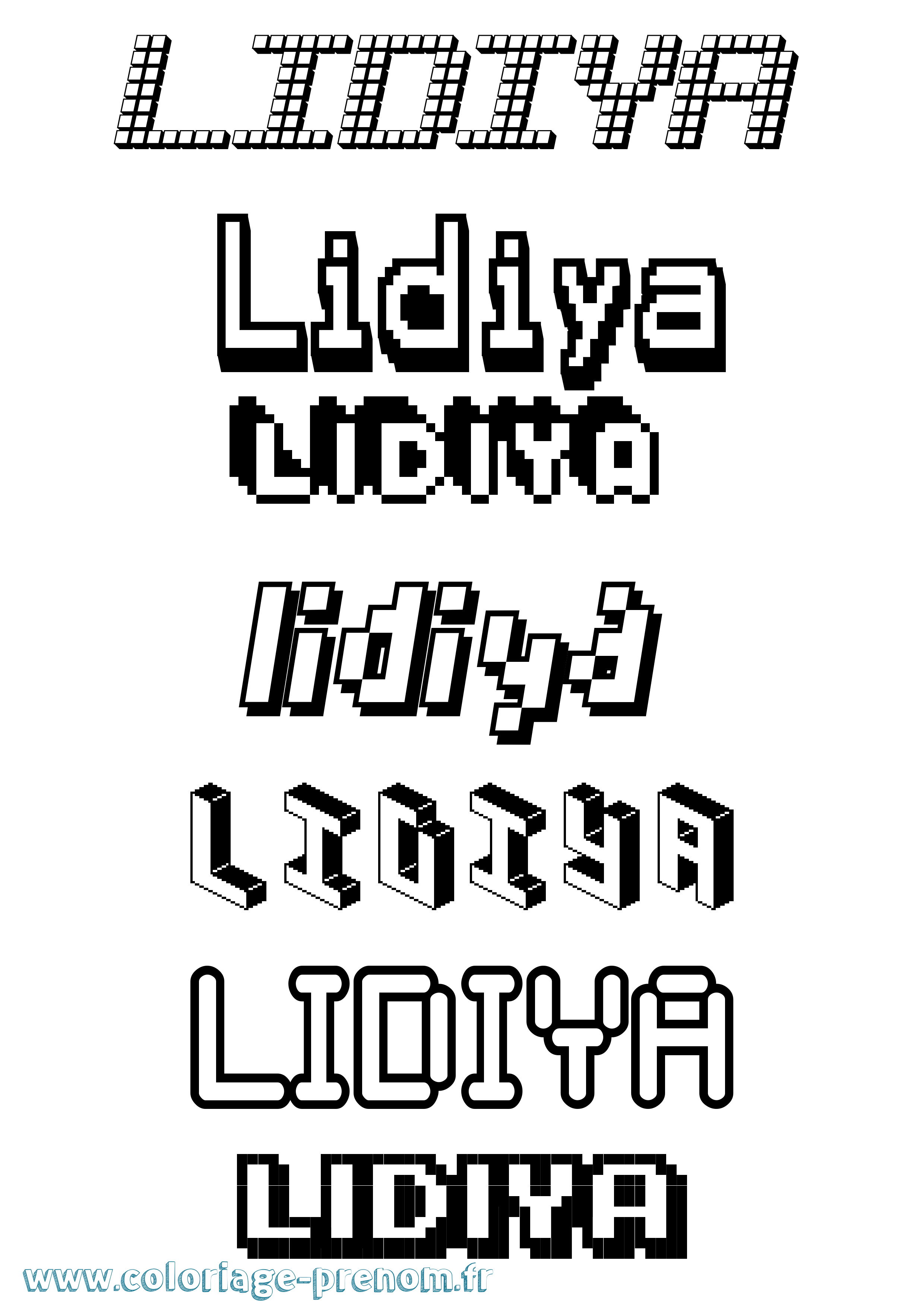 Coloriage Lidiya Pixel Coloriage prénom Lidiya Pixel
