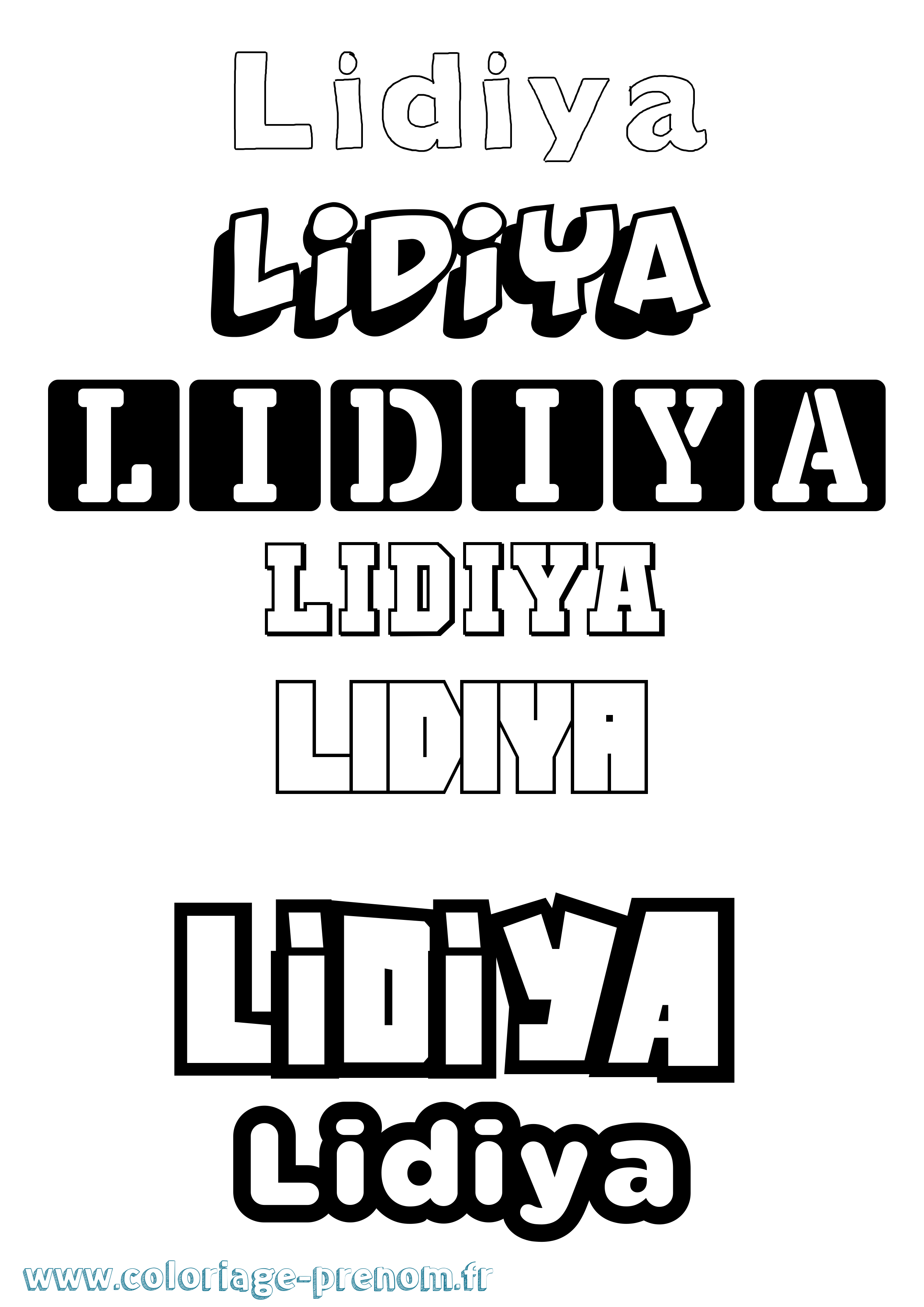 Coloriage Lidiya Simple Coloriage prénom Lidiya Simple