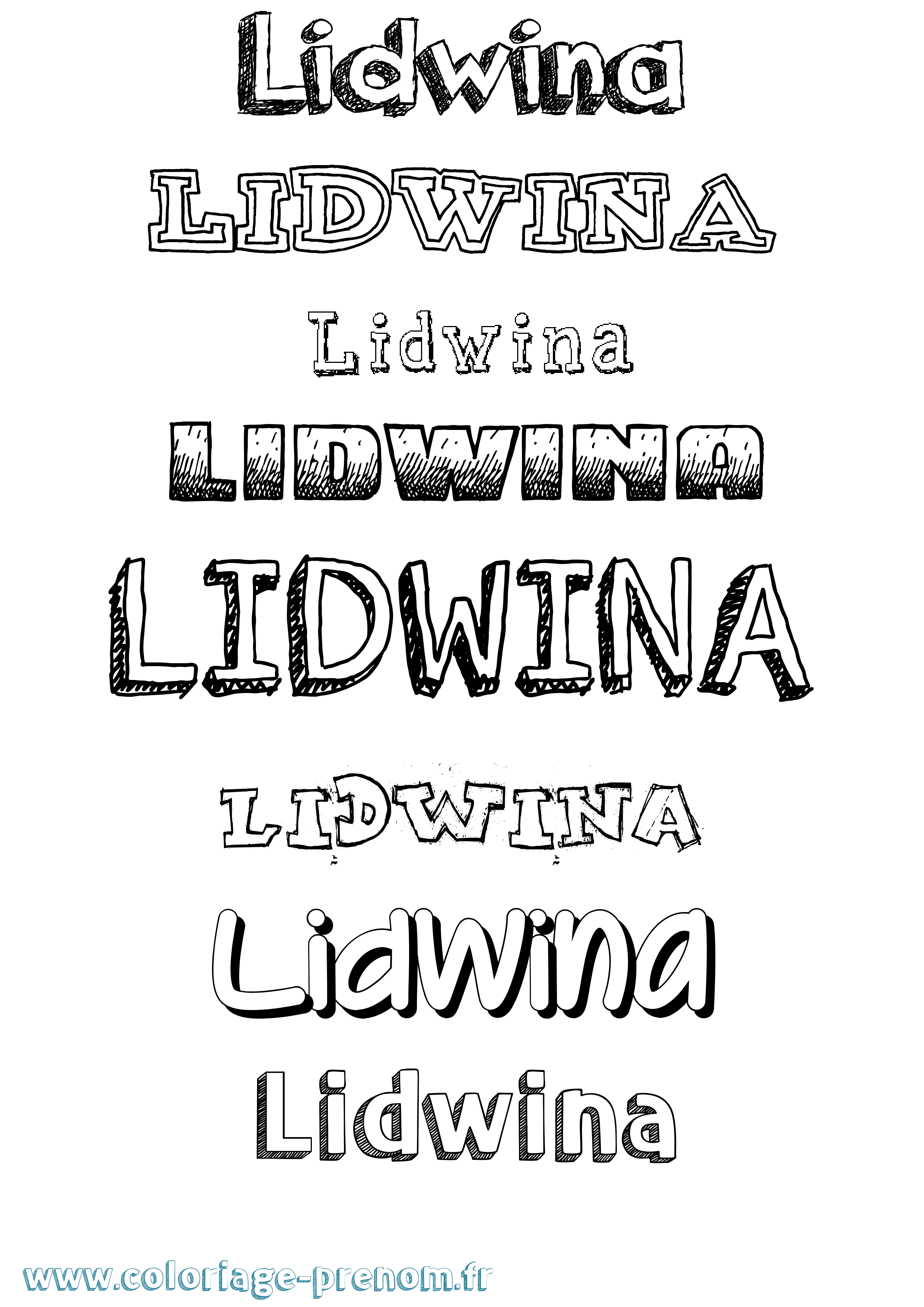 Coloriage Lidwina Dessiné Coloriage prénom Lidwina Dessiné