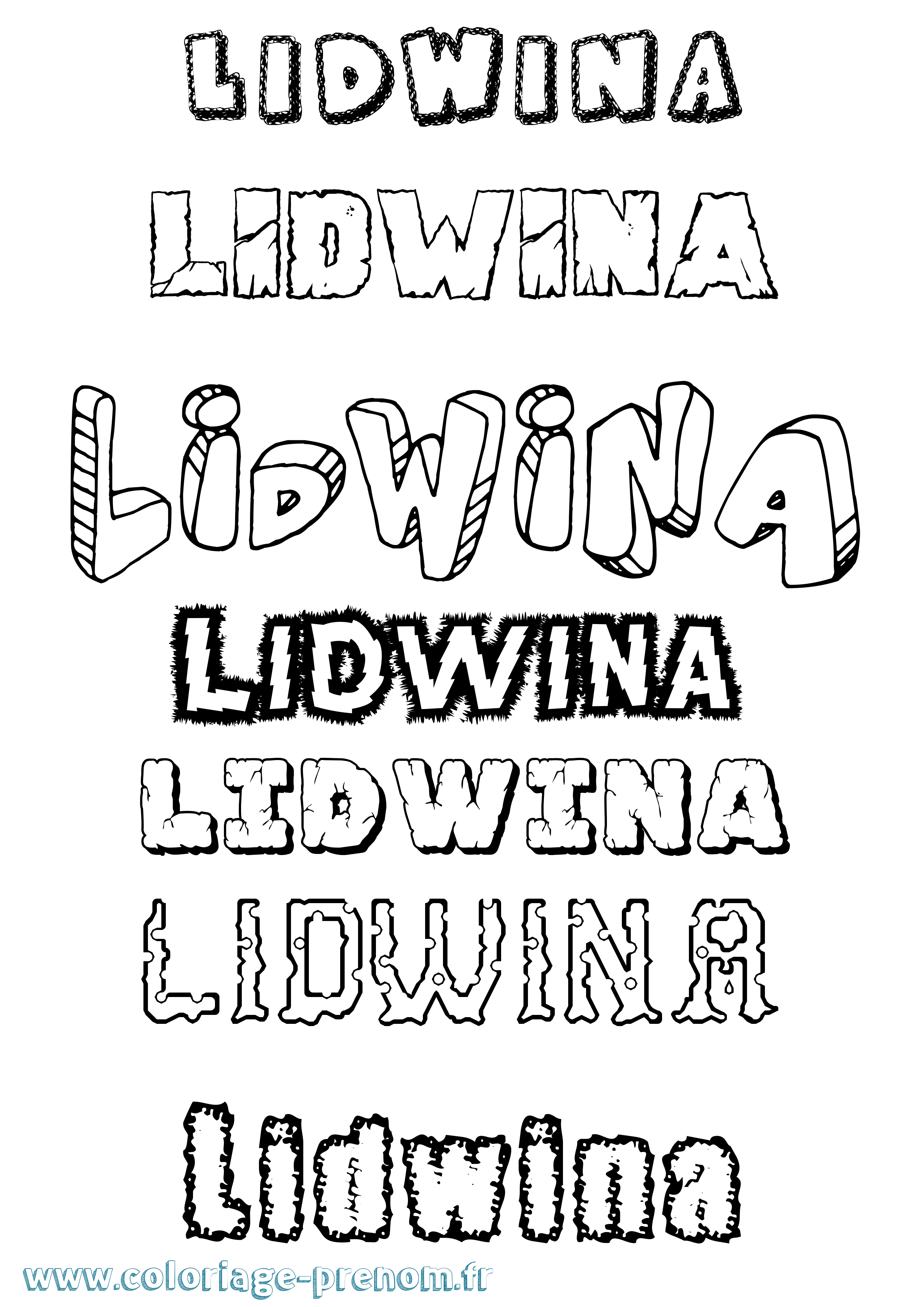 Coloriage Lidwina Destructuré Coloriage prénom Lidwina Destructuré