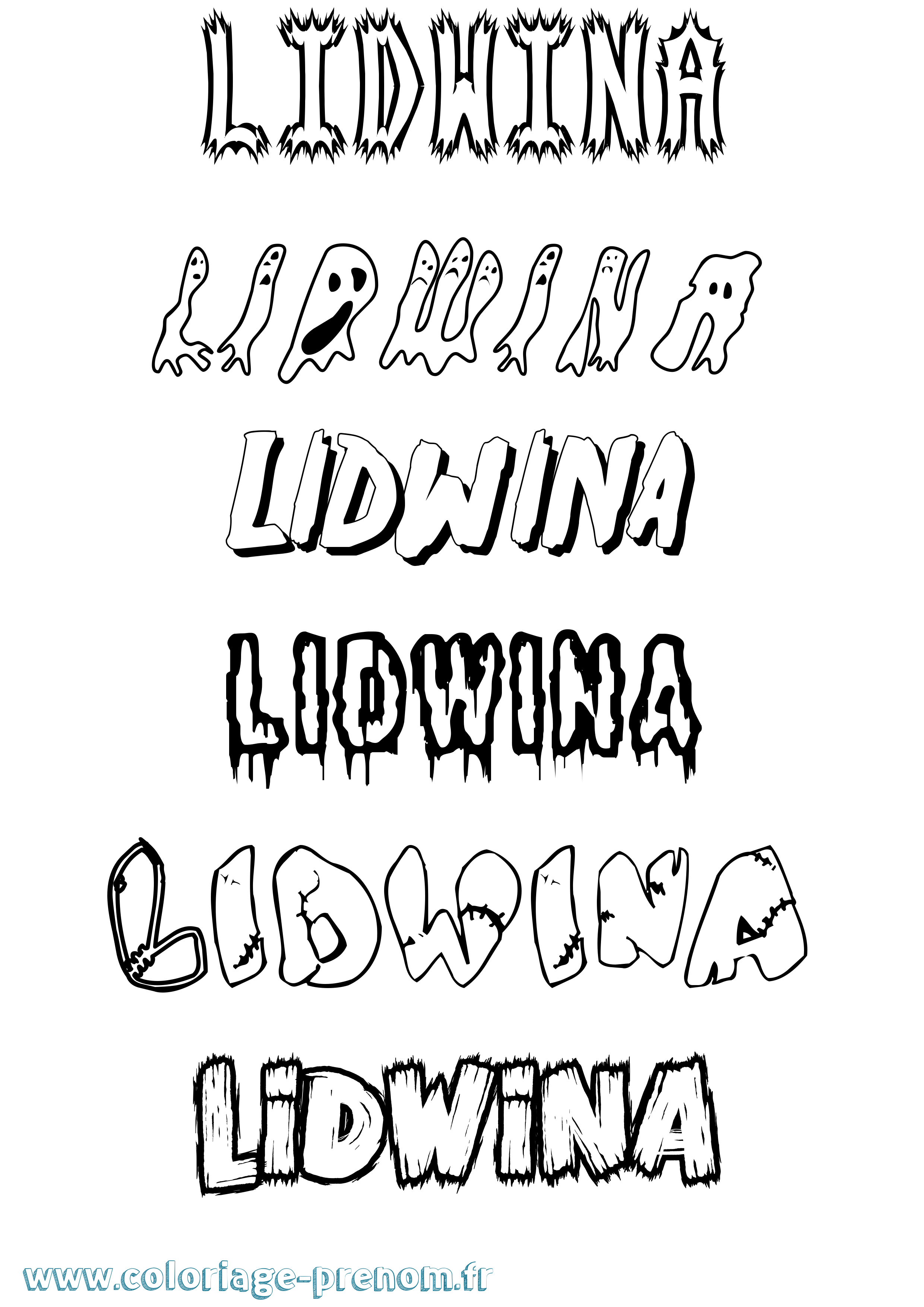 Coloriage Lidwina Frisson Coloriage prénom Lidwina Frisson