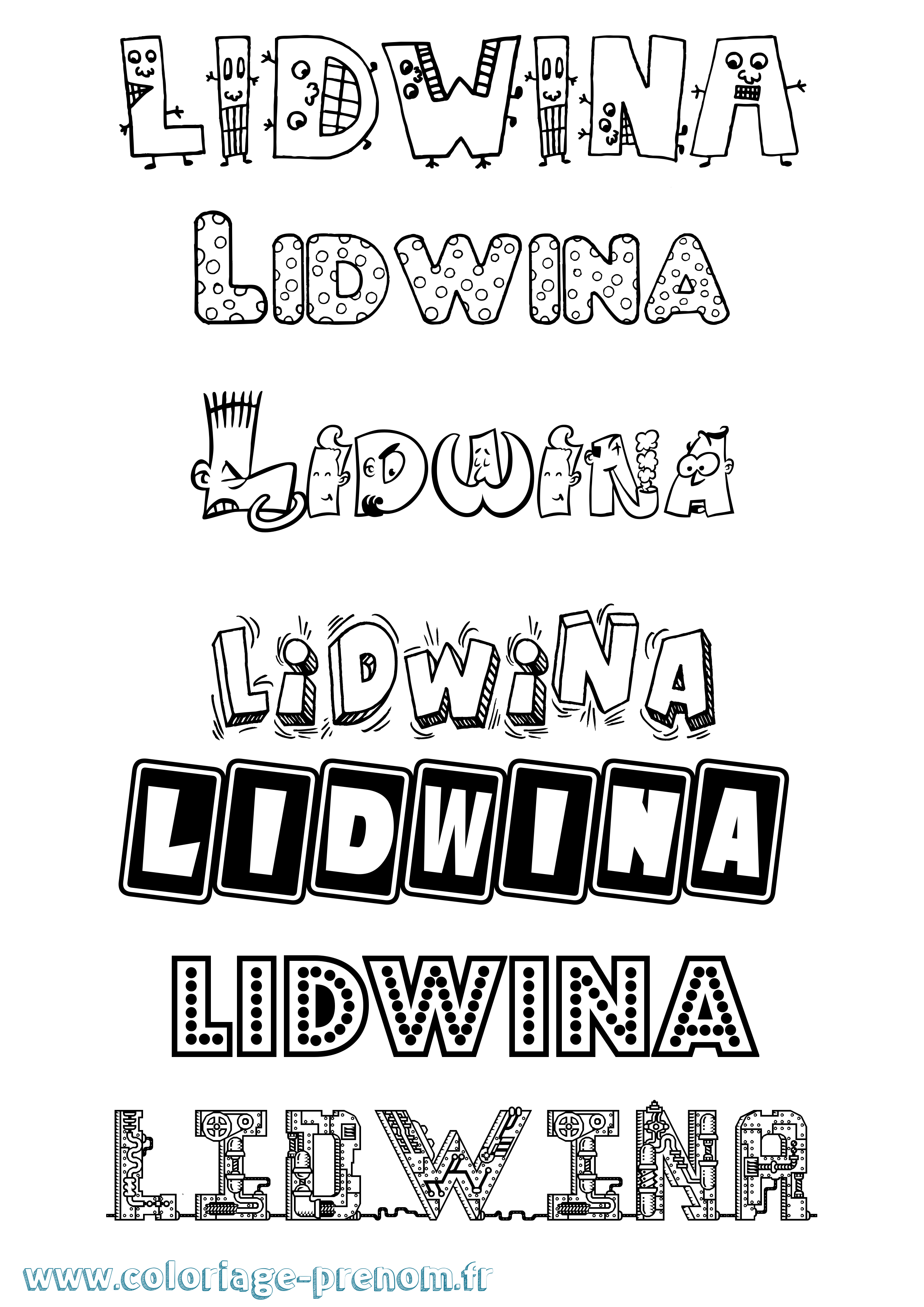 Coloriage Lidwina Fun Coloriage prénom Lidwina Fun