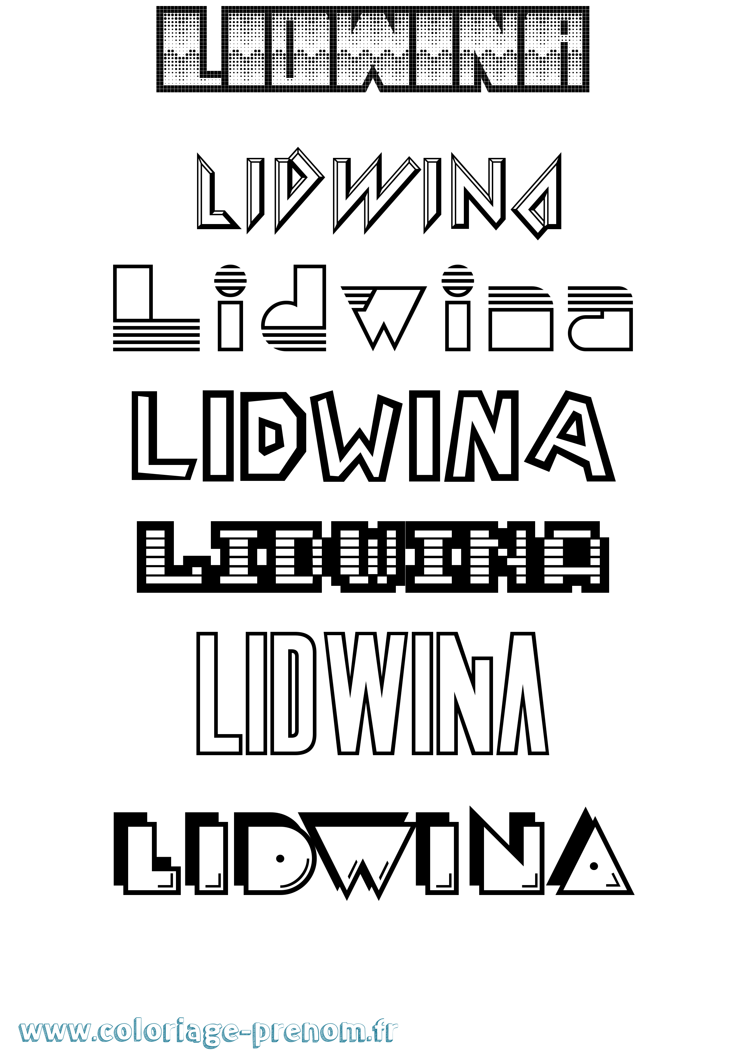Coloriage Lidwina Jeux Vidéos Coloriage prénom Lidwina Jeux Vidéos