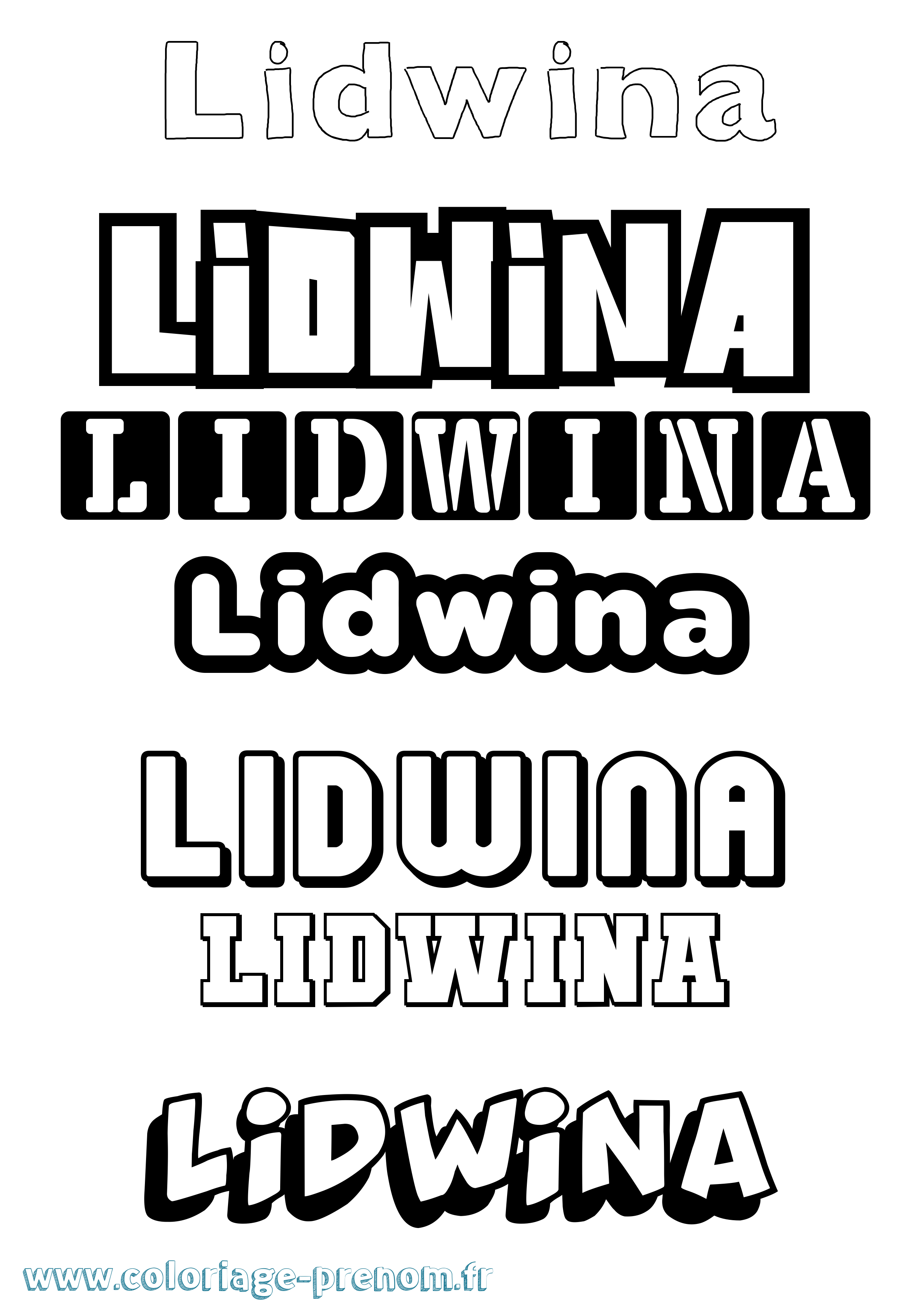 Coloriage Lidwina Simple Coloriage prénom Lidwina Simple