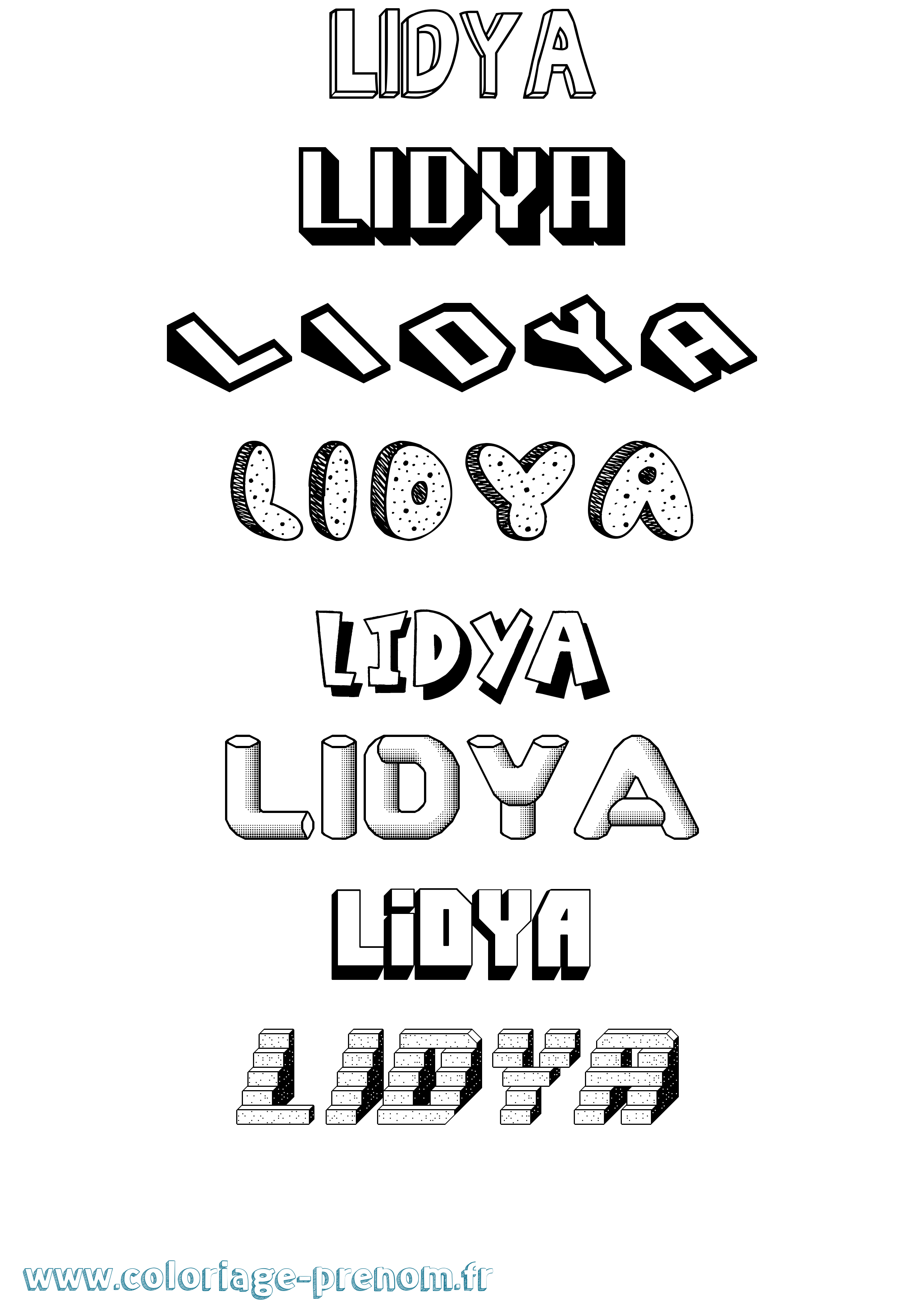 Coloriage Lidya Effet 3D Coloriage prénom Lidya Effet 3D