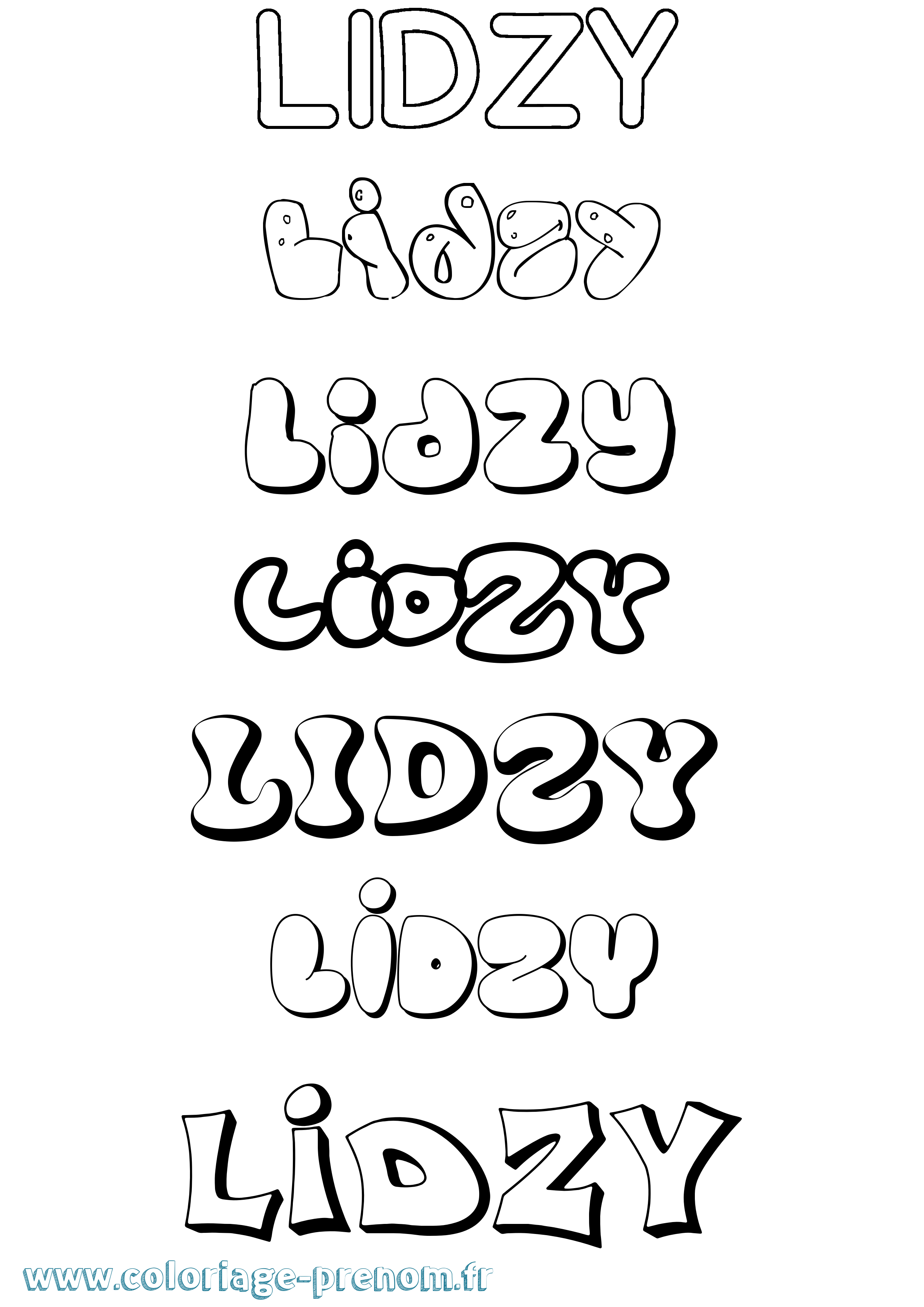 Coloriage Lidzy Bubble Coloriage prénom Lidzy Bubble