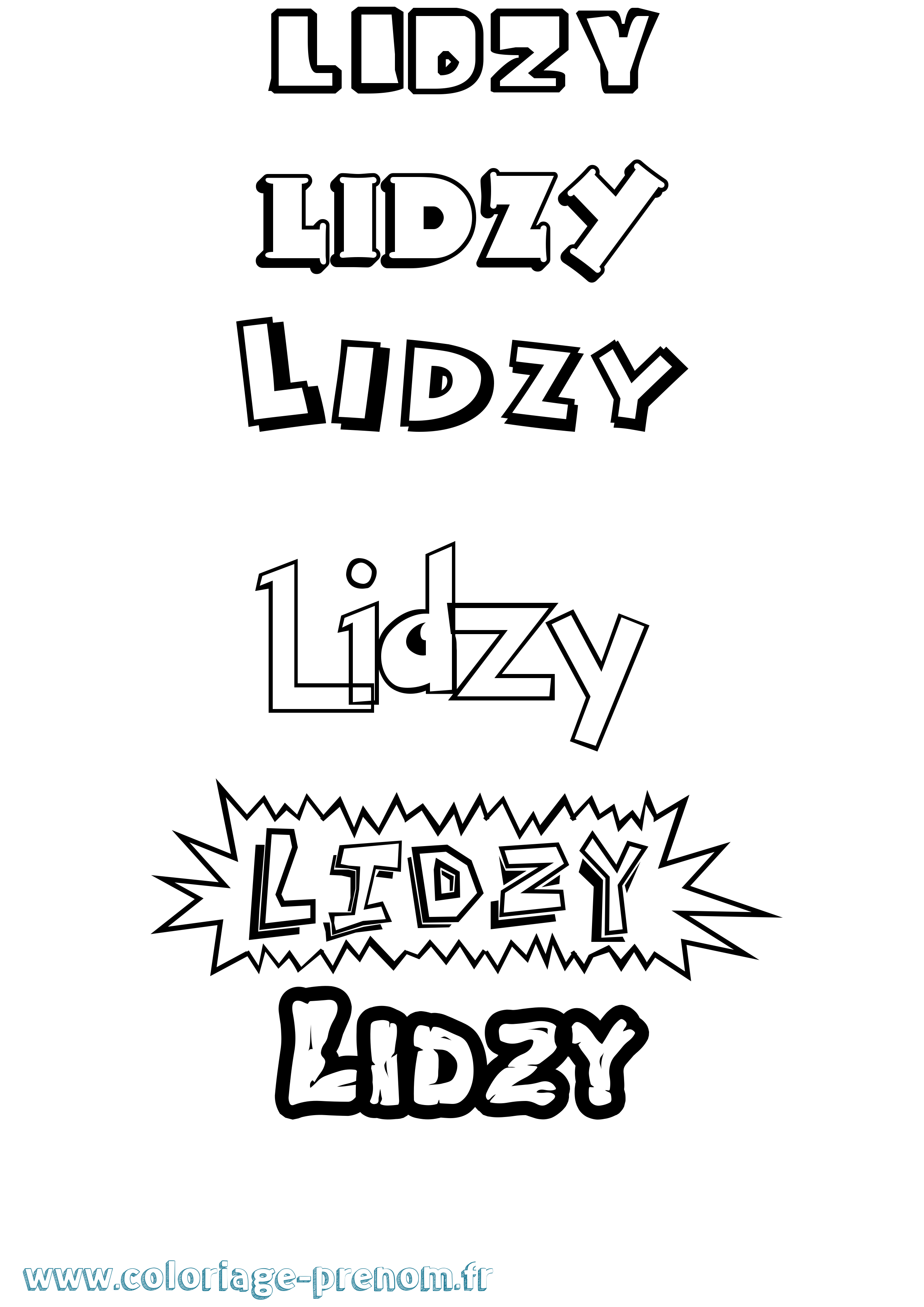 Coloriage Lidzy Dessin Animé Coloriage prénom Lidzy Dessin Animé
