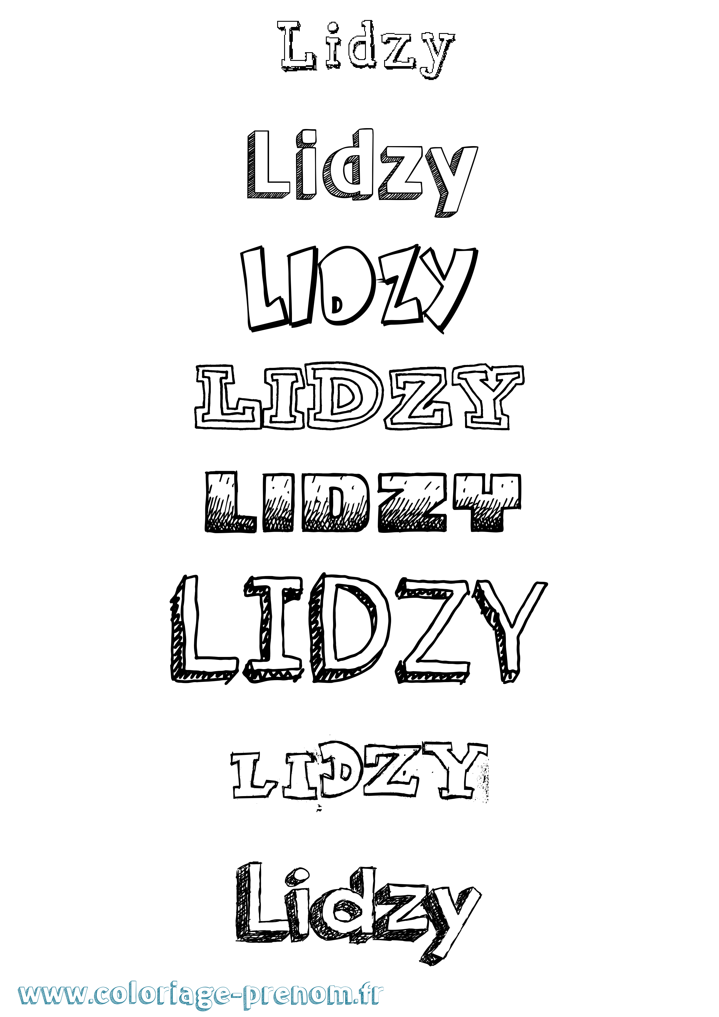 Coloriage Lidzy Dessiné Coloriage prénom Lidzy Dessiné