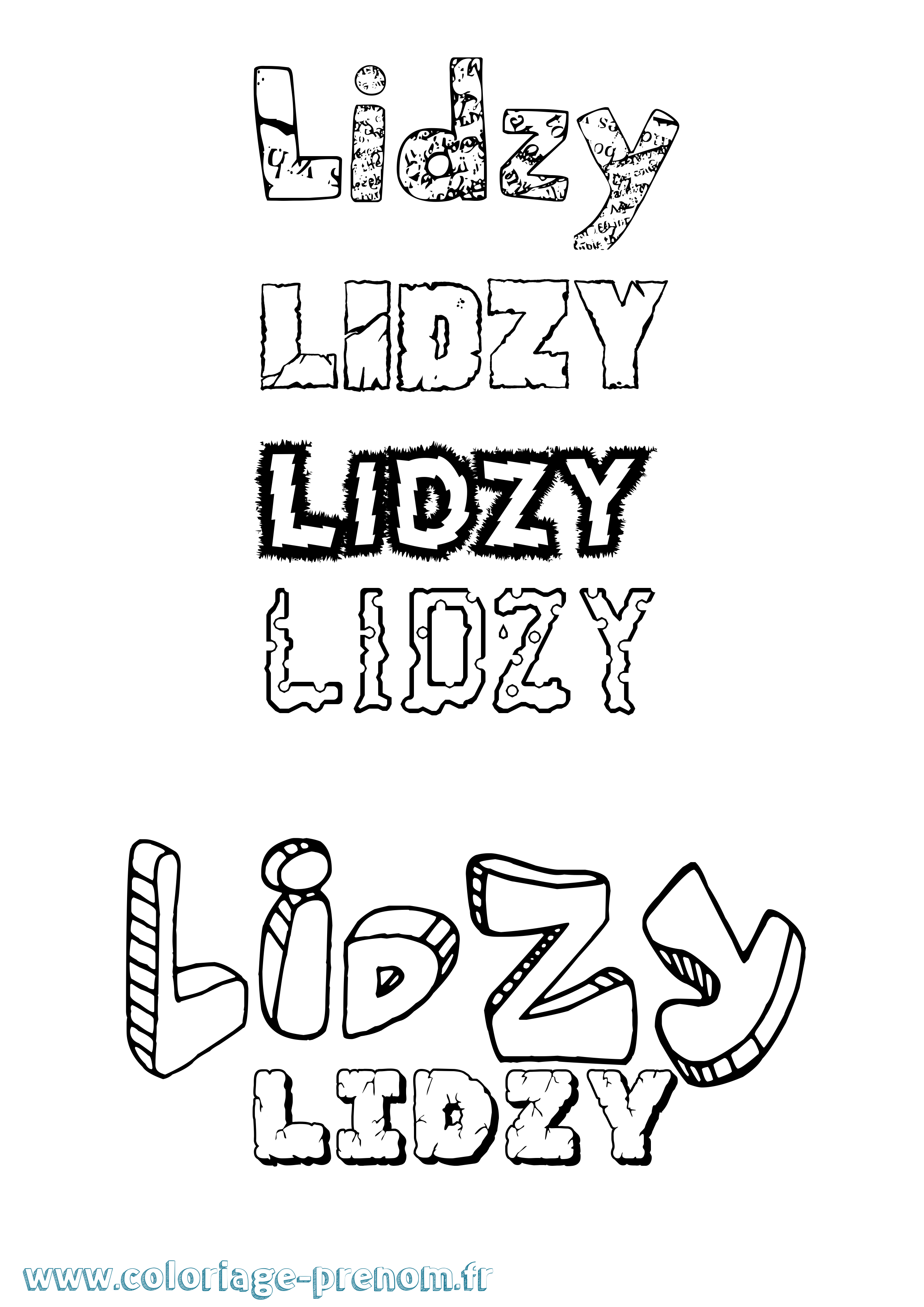 Coloriage Lidzy Destructuré Coloriage prénom Lidzy Destructuré