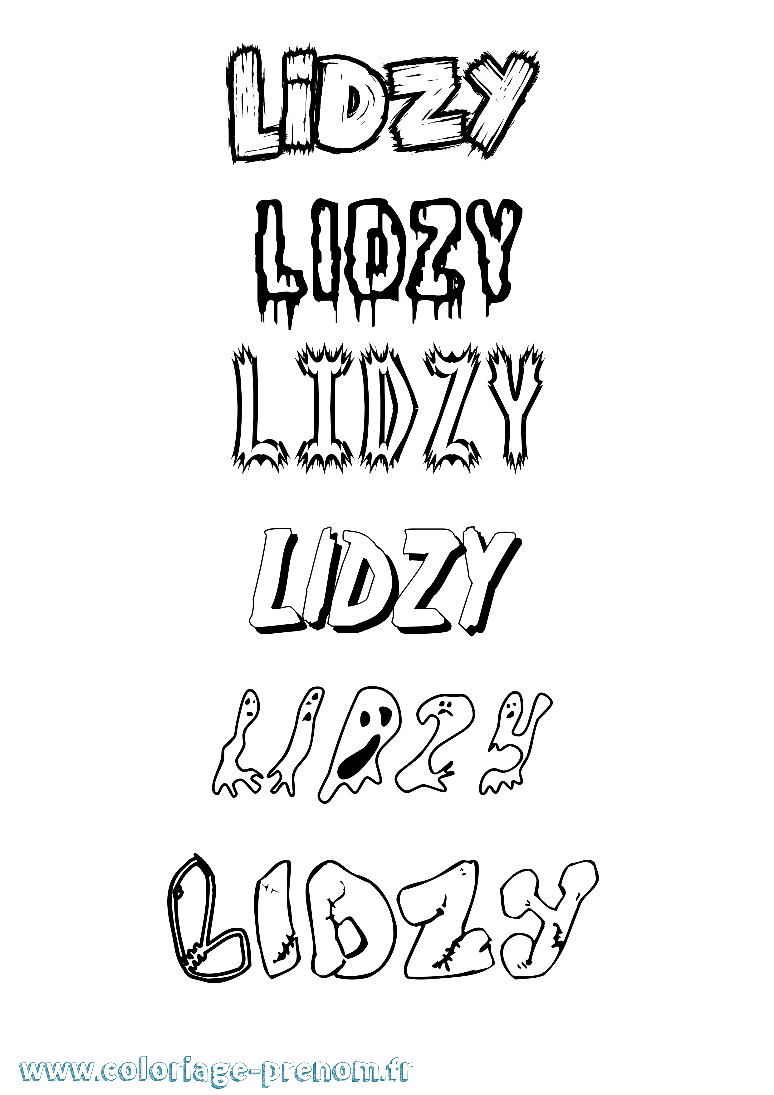 Coloriage Lidzy Frisson Coloriage prénom Lidzy Frisson