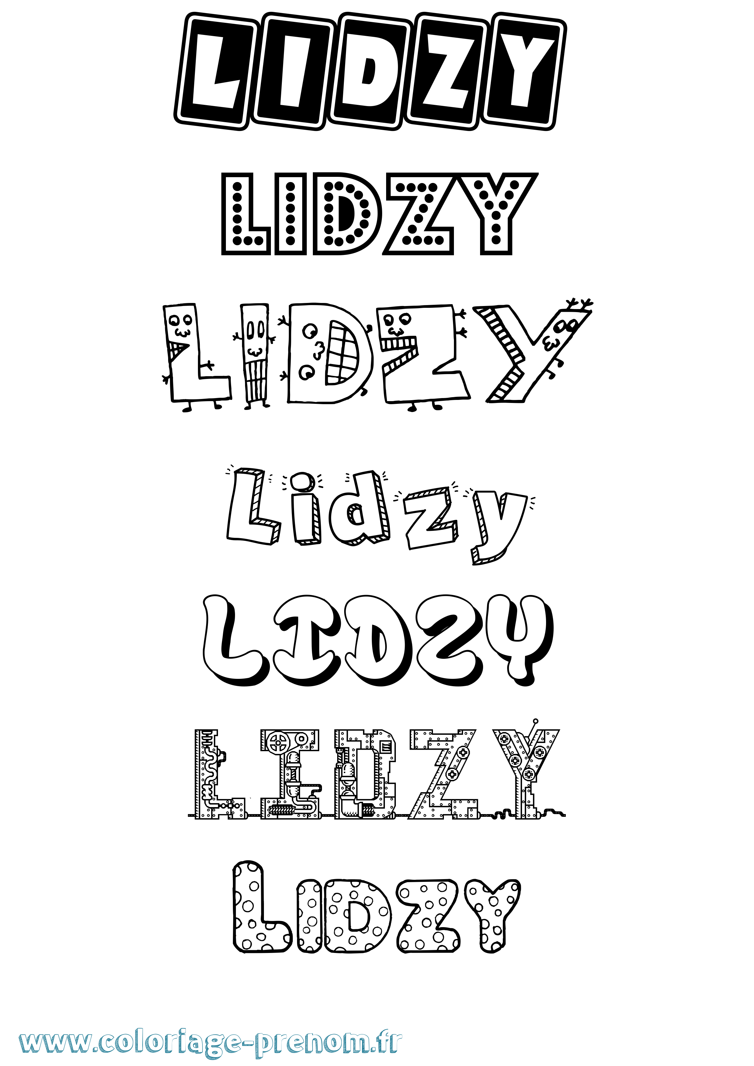Coloriage Lidzy Fun Coloriage prénom Lidzy Fun