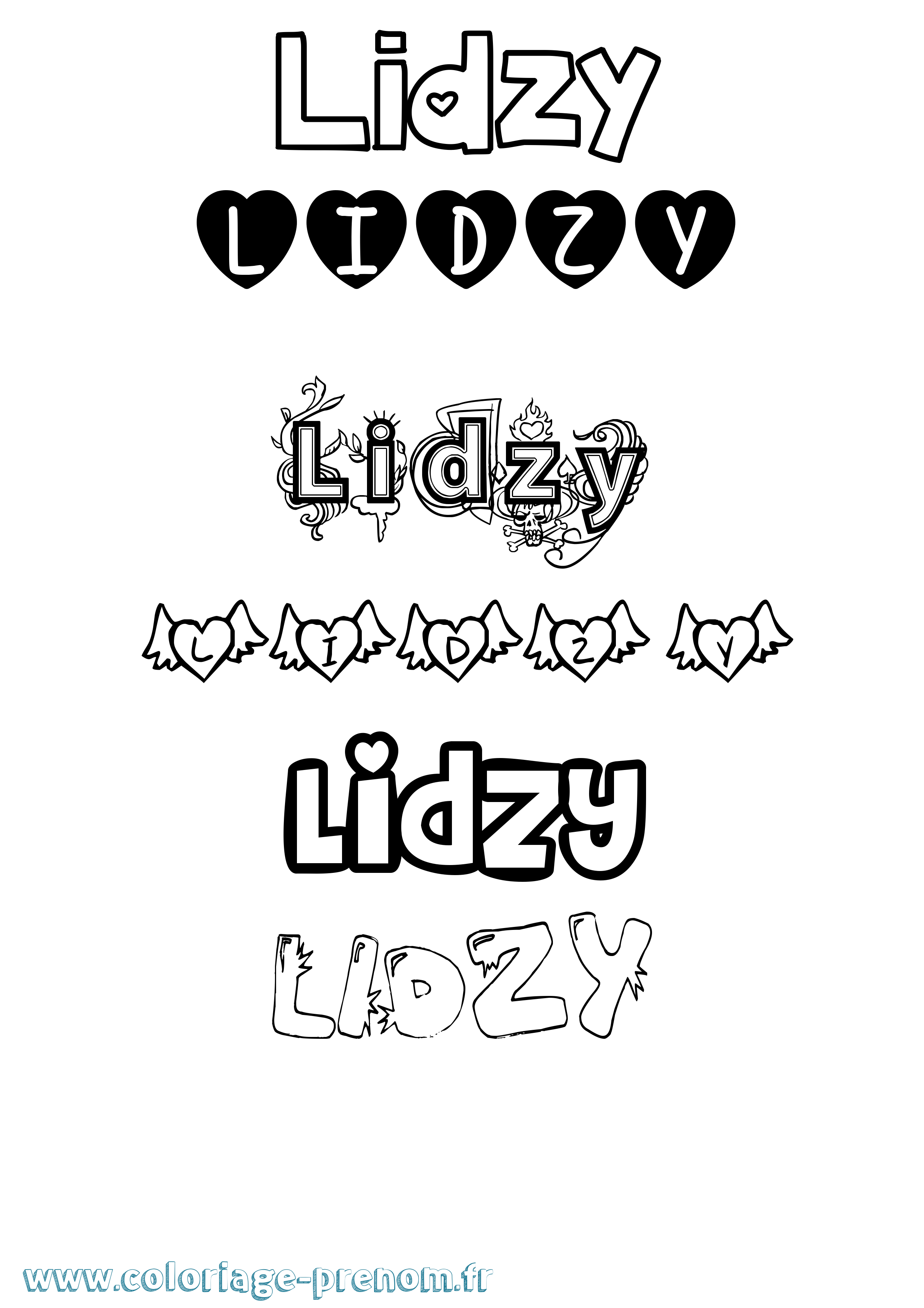 Coloriage Lidzy Girly Coloriage prénom Lidzy Girly