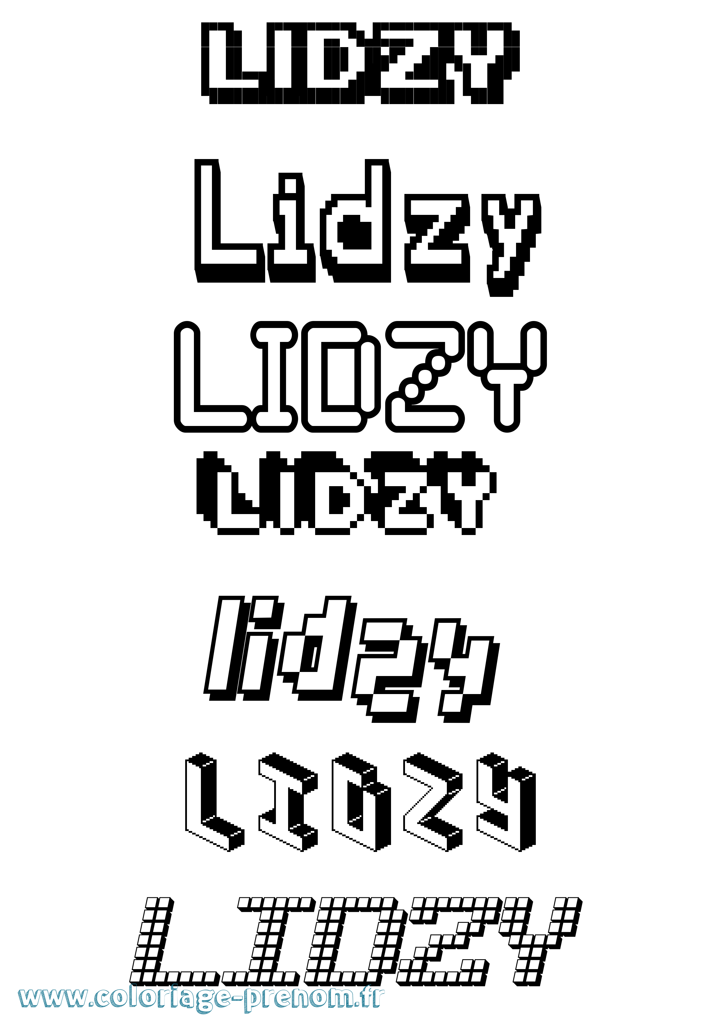 Coloriage Lidzy Pixel Coloriage prénom Lidzy Pixel
