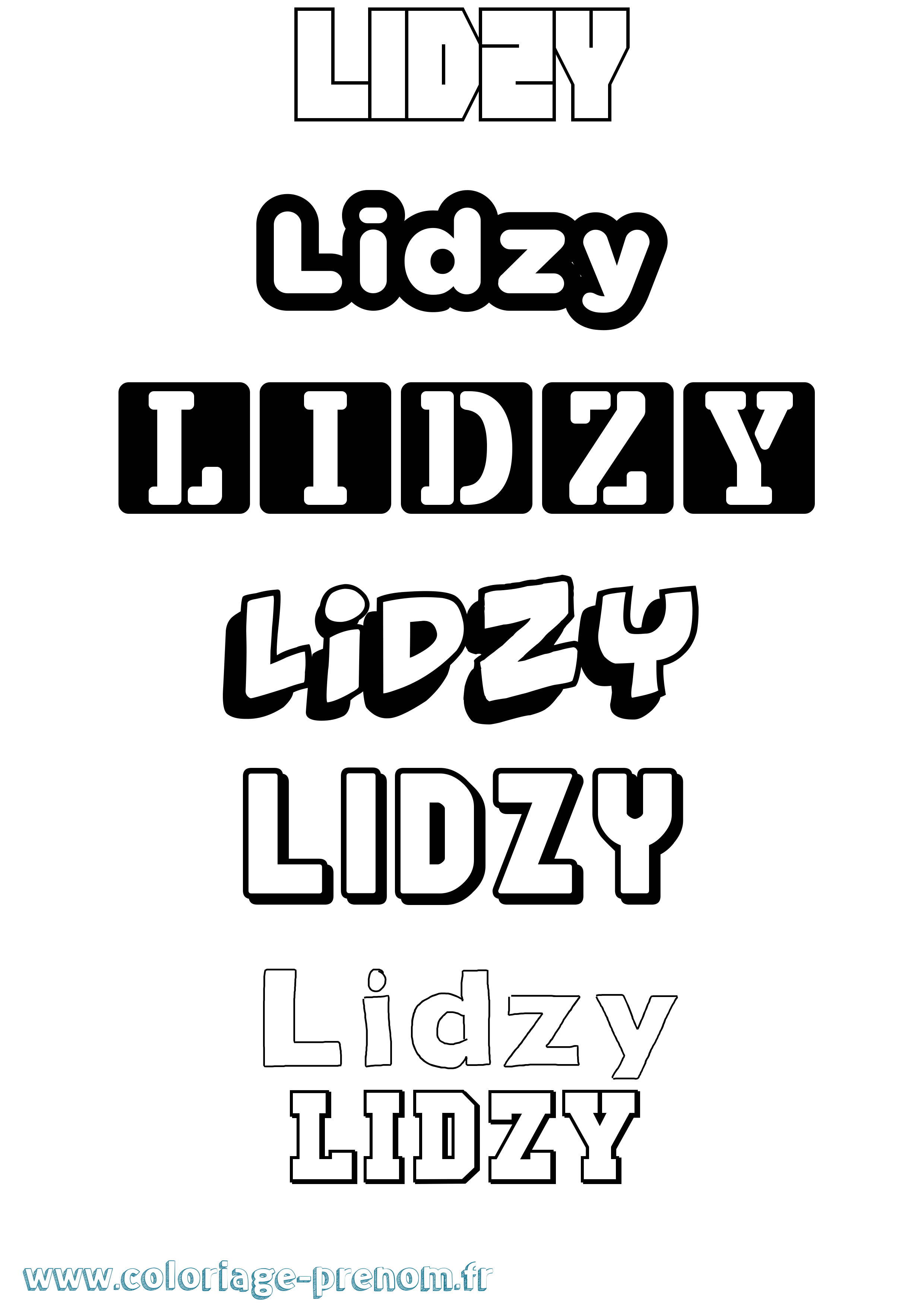 Coloriage Lidzy Simple Coloriage prénom Lidzy Simple