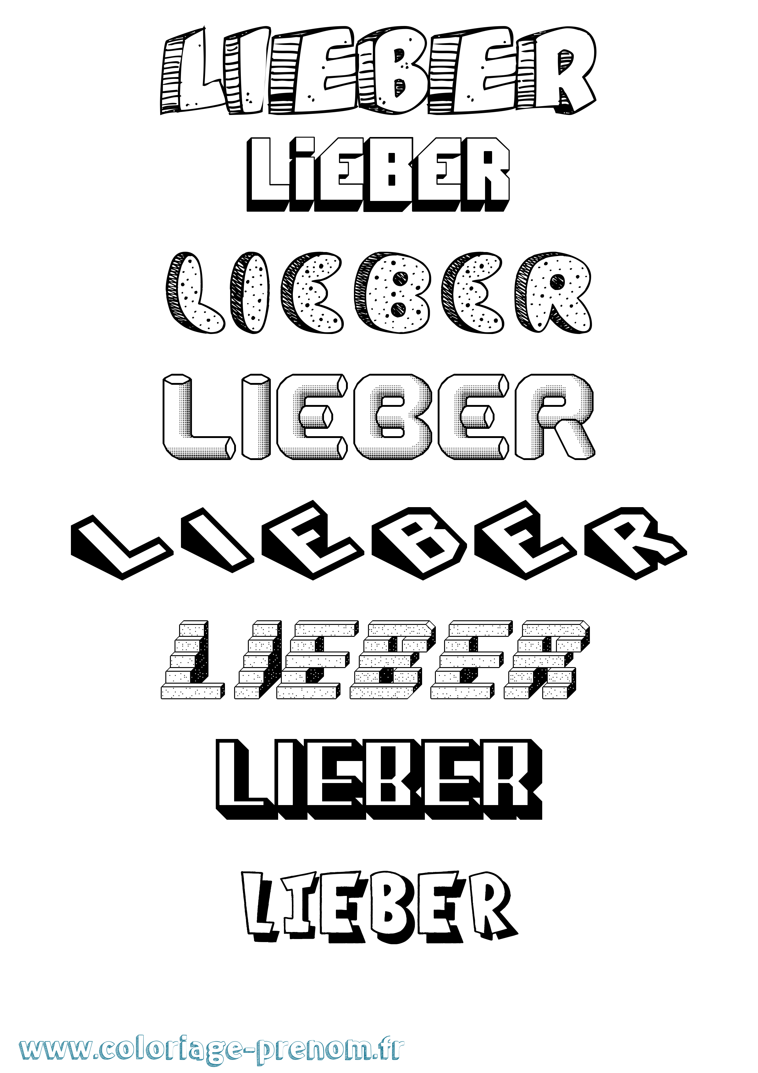 Coloriage Lieber Effet 3D Coloriage prénom Lieber Effet 3D