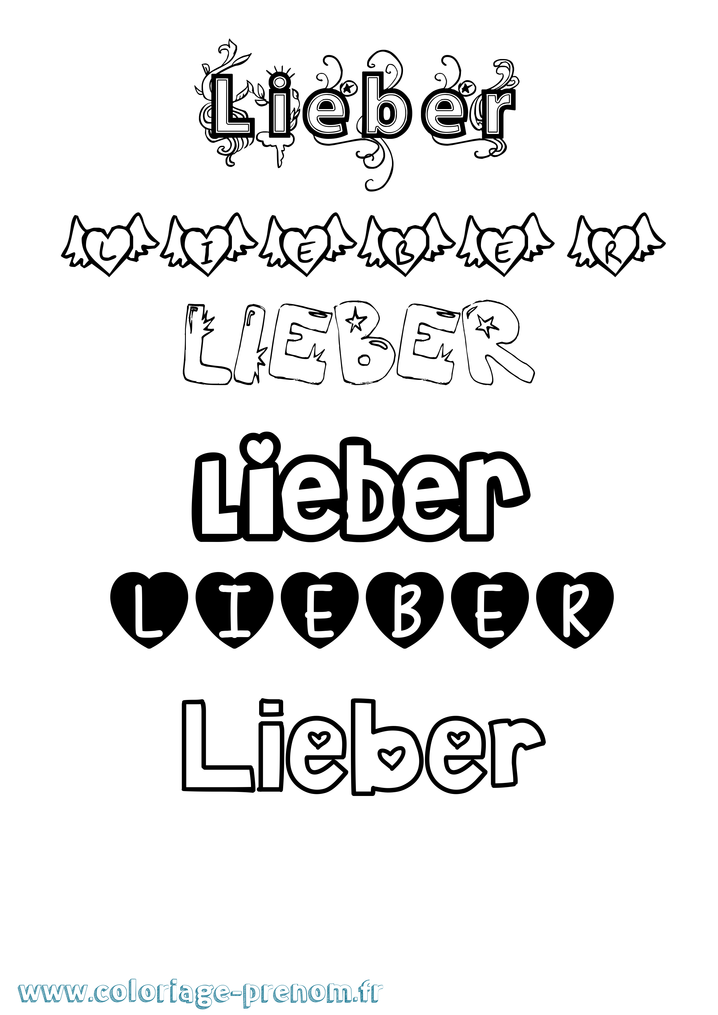 Coloriage Lieber Girly Coloriage prénom Lieber Girly