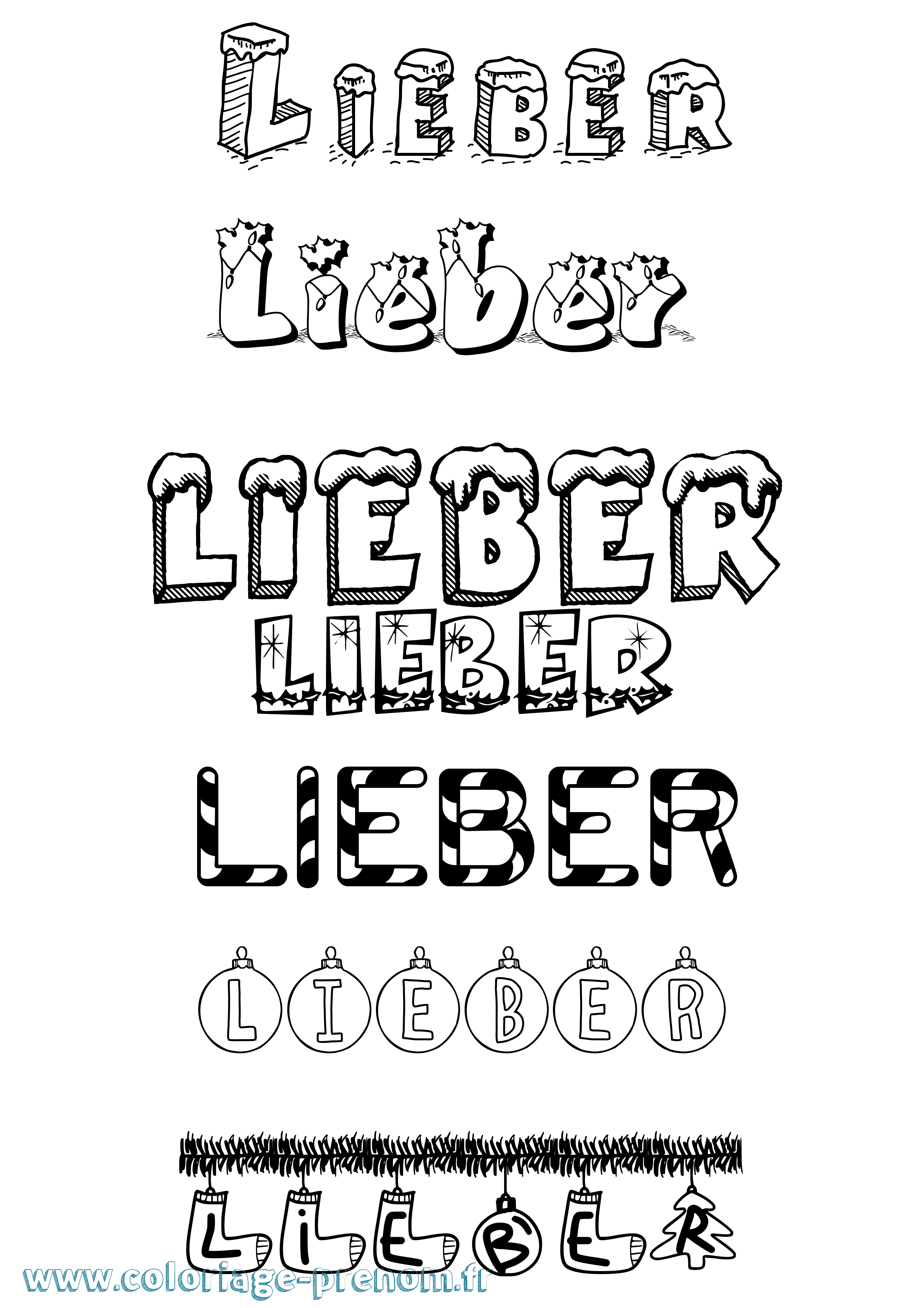 Coloriage Lieber Noël Coloriage prénom Lieber Noël