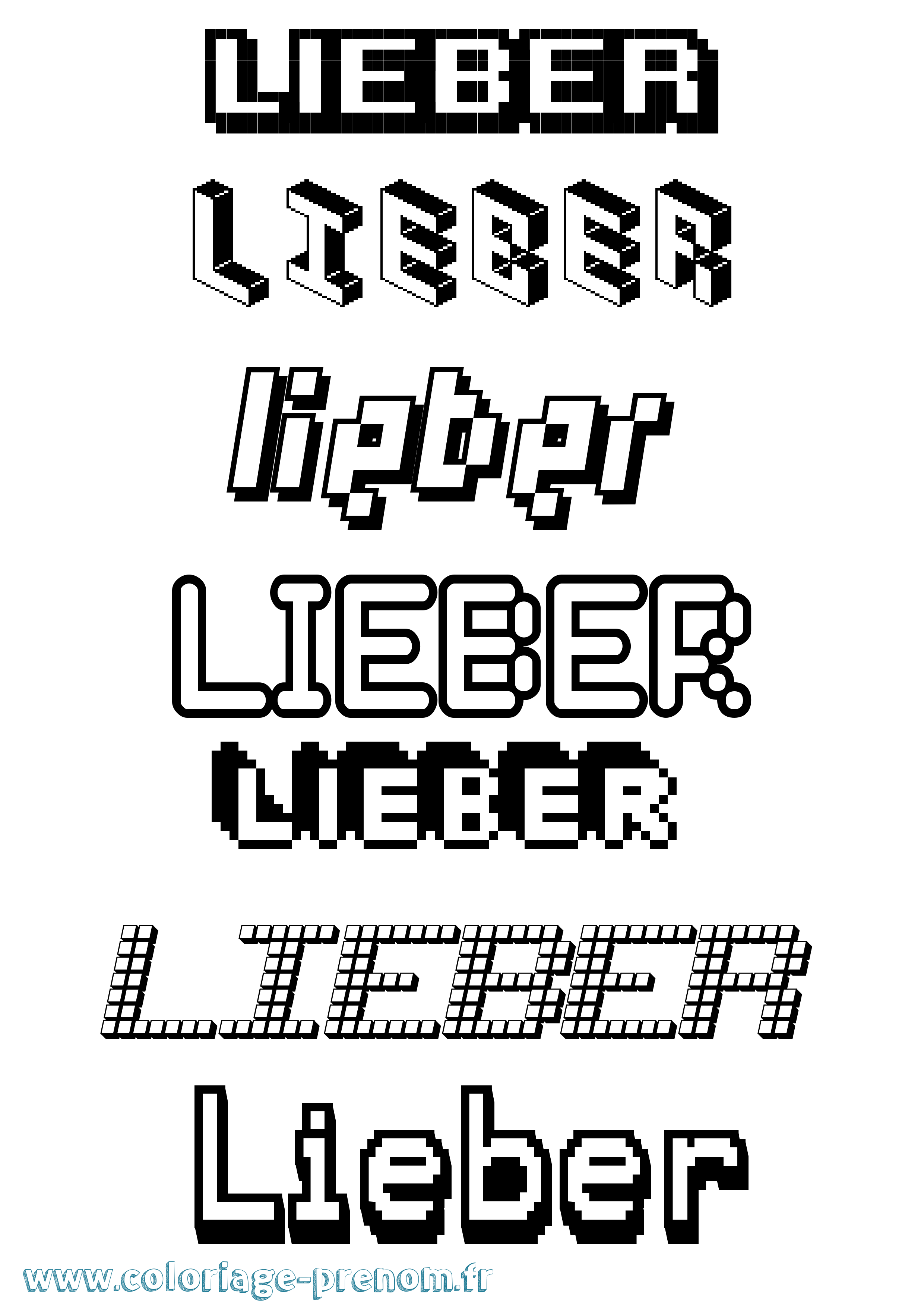 Coloriage Lieber Pixel Coloriage prénom Lieber Pixel