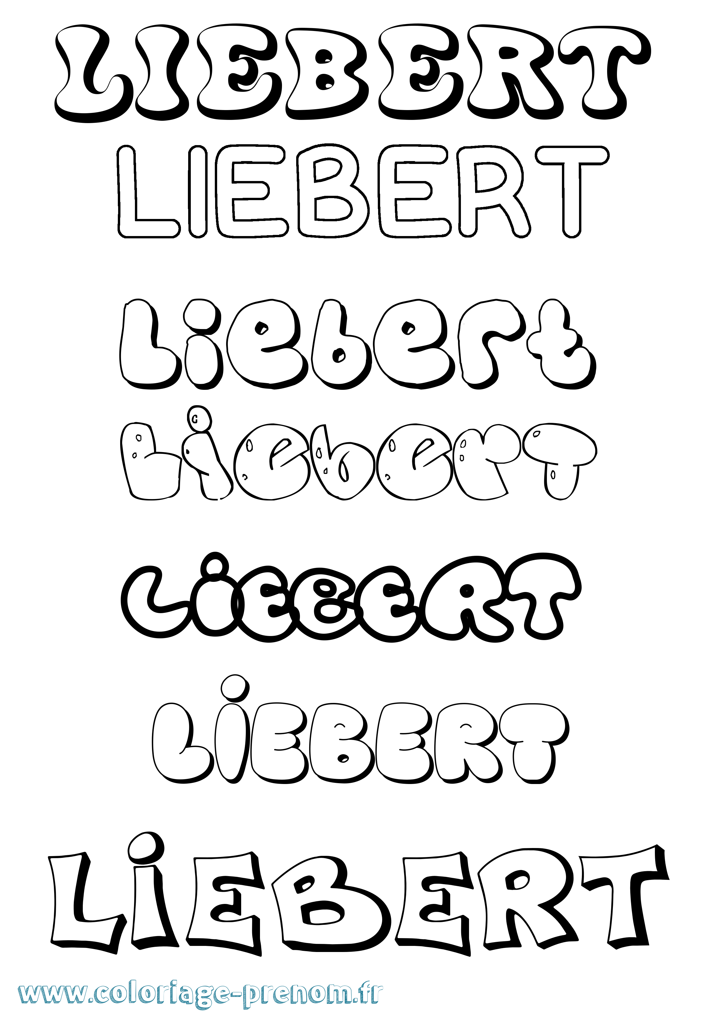 Coloriage Liebert Bubble Coloriage prénom Liebert Bubble