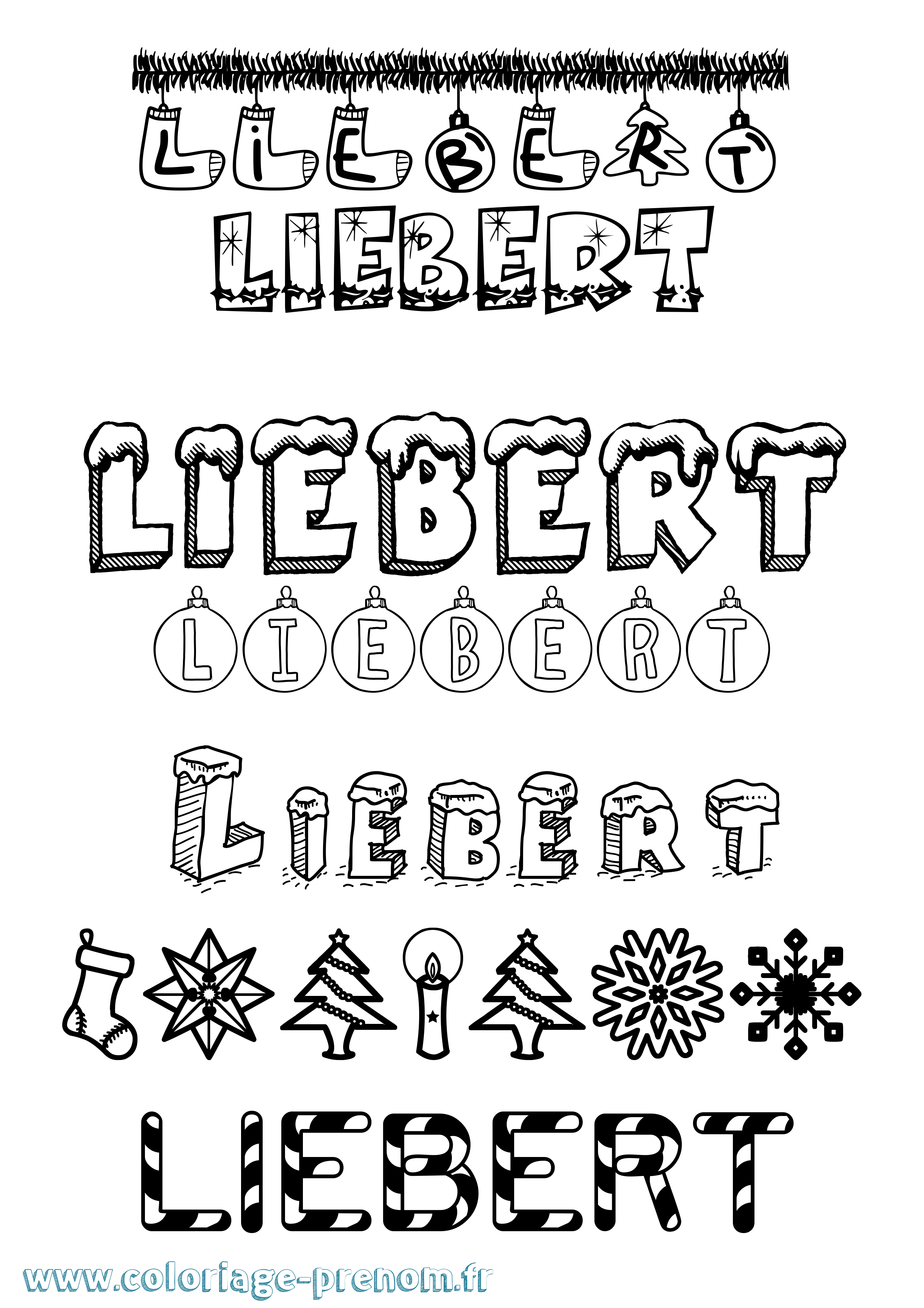 Coloriage Liebert Noël Coloriage prénom Liebert Noël