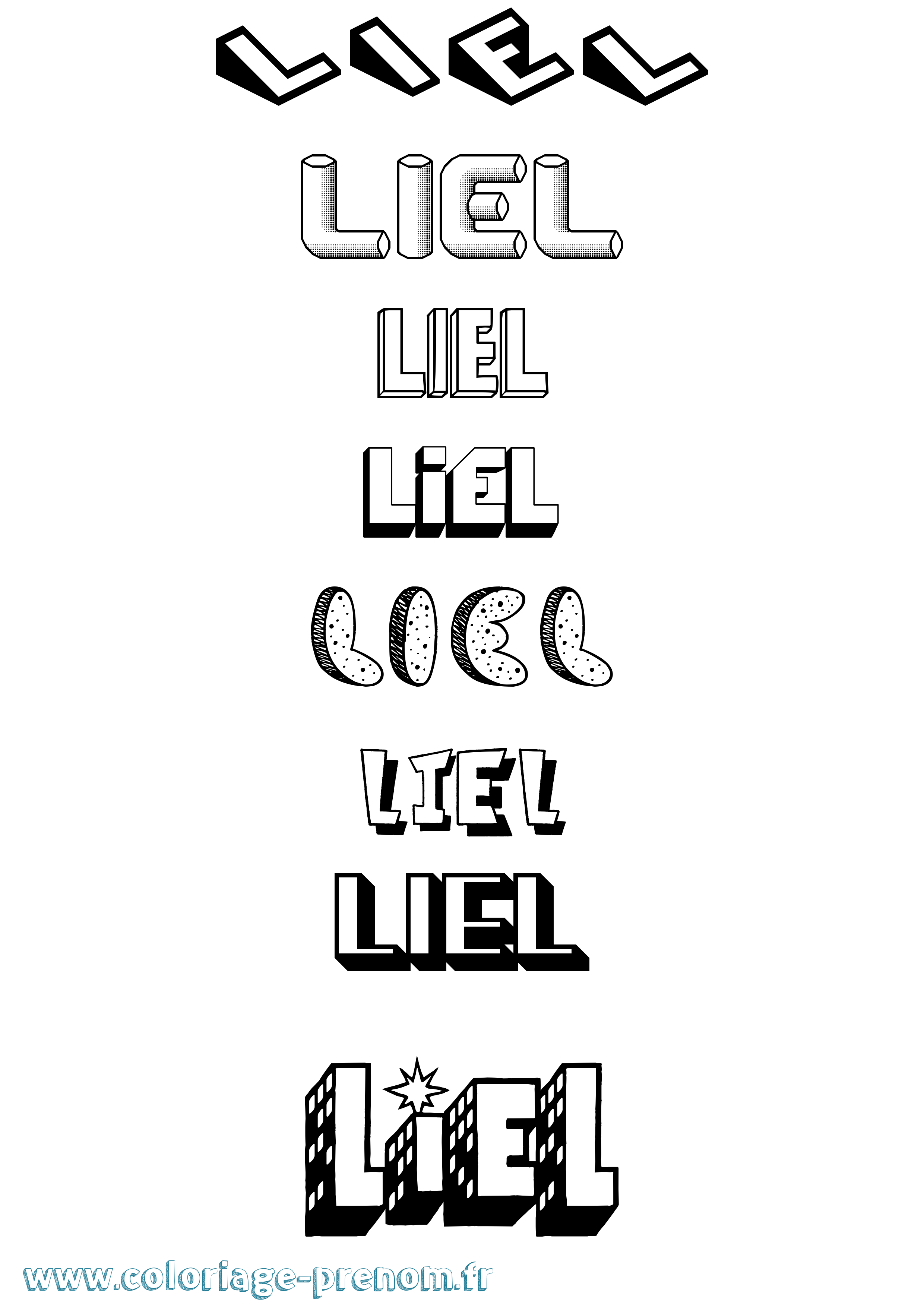 Coloriage Liel Effet 3D Coloriage prénom Liel Effet 3D