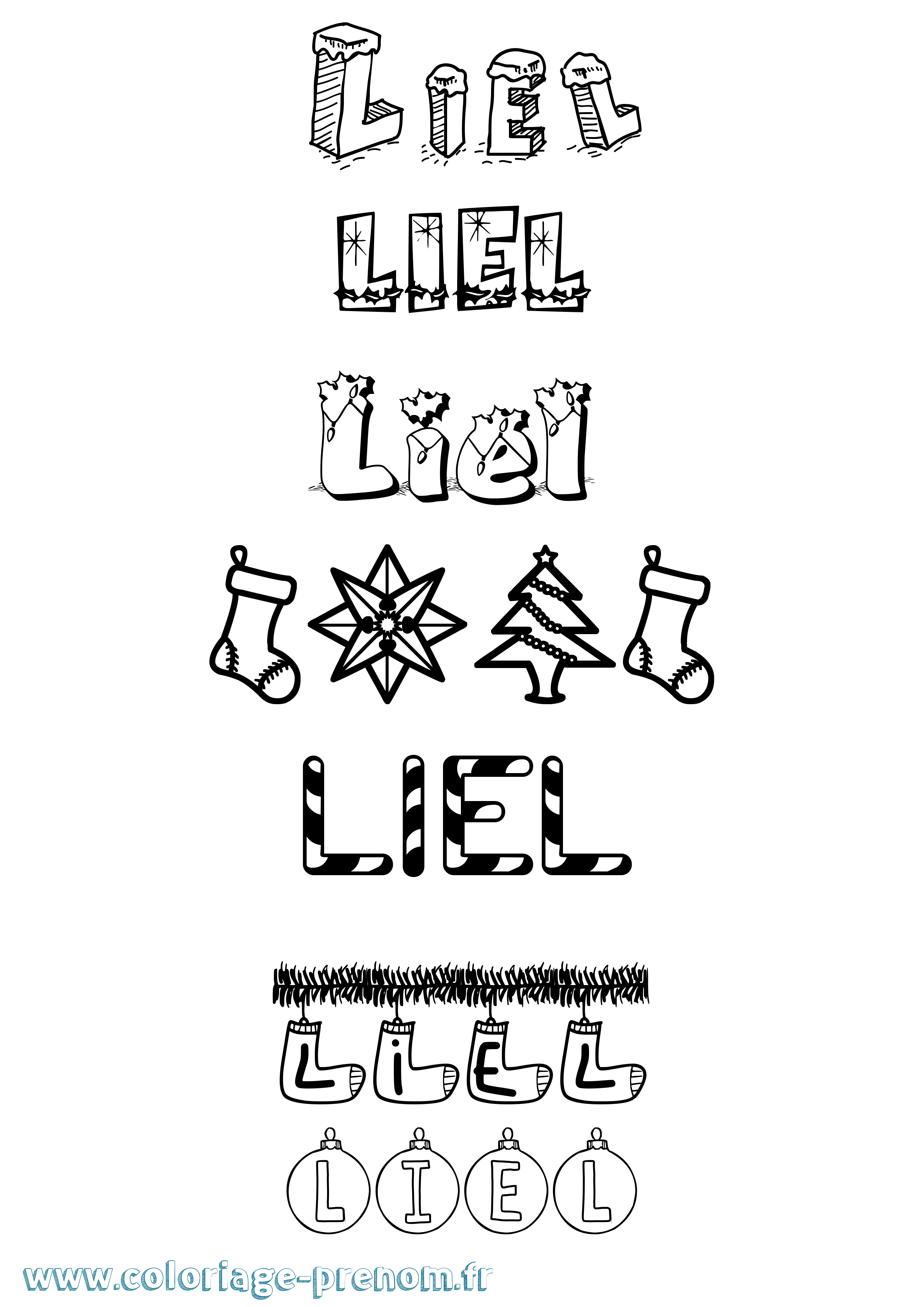 Coloriage Liel Noël Coloriage prénom Liel Noël