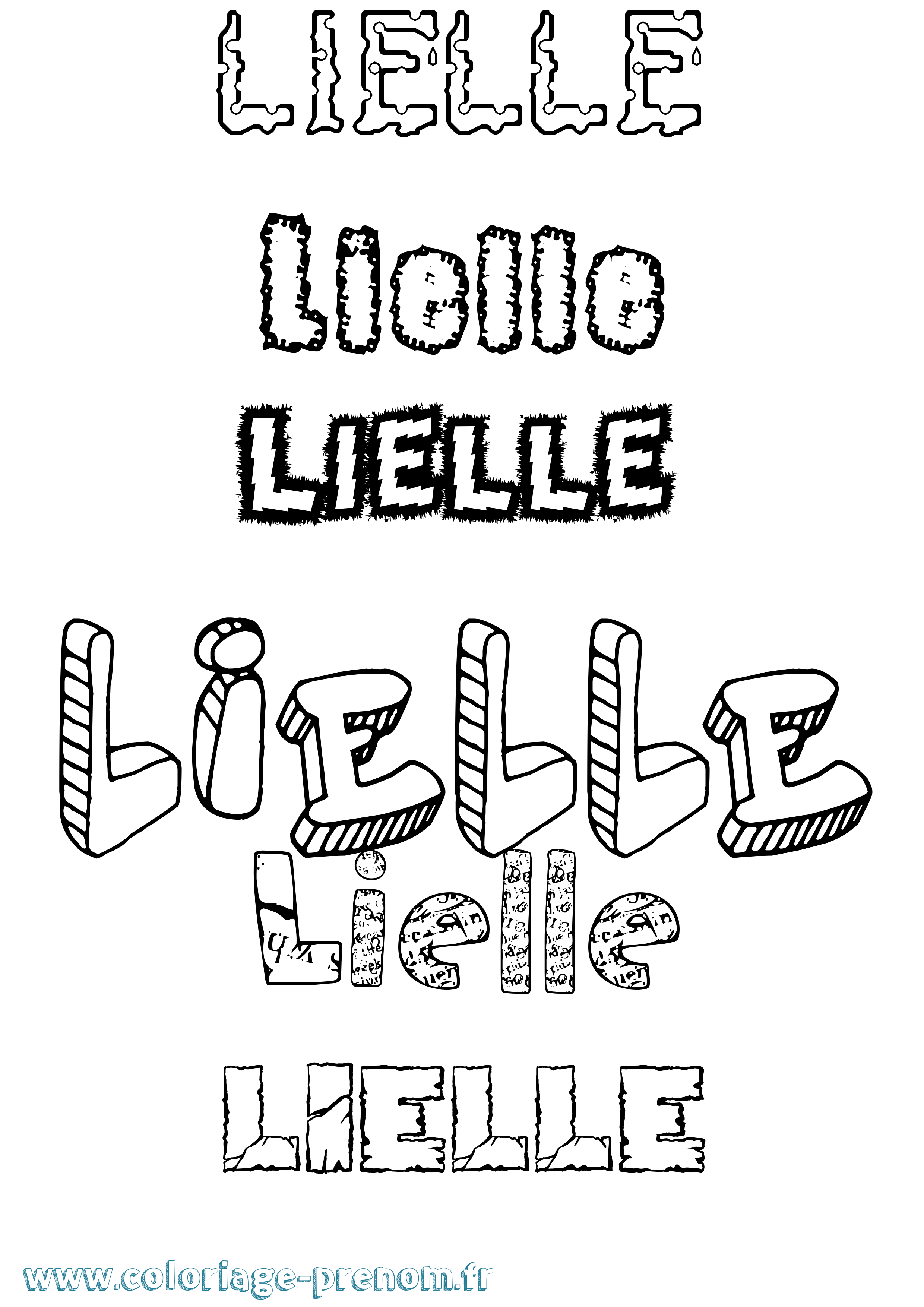 Coloriage Lielle Destructuré Coloriage prénom Lielle Destructuré