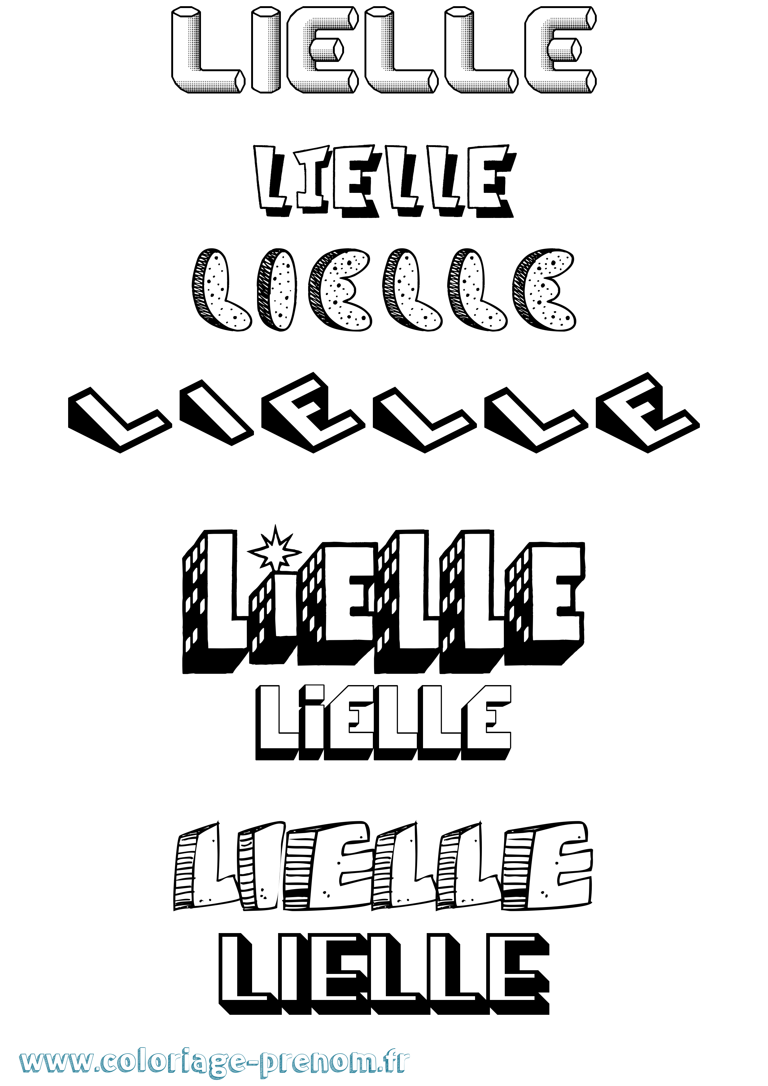 Coloriage Lielle Effet 3D Coloriage prénom Lielle Effet 3D